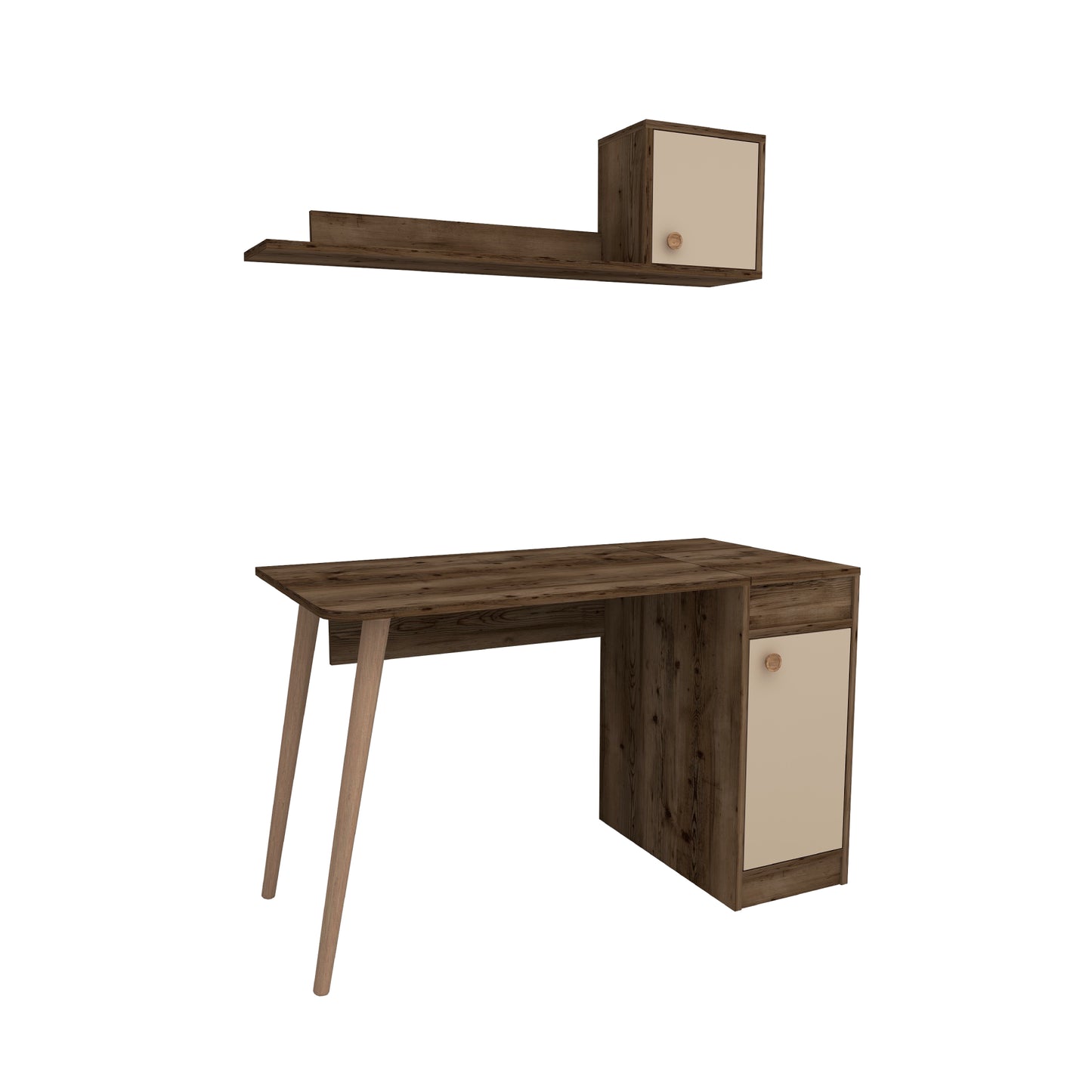Roxane Computer Desk with Cabinets and Shelves