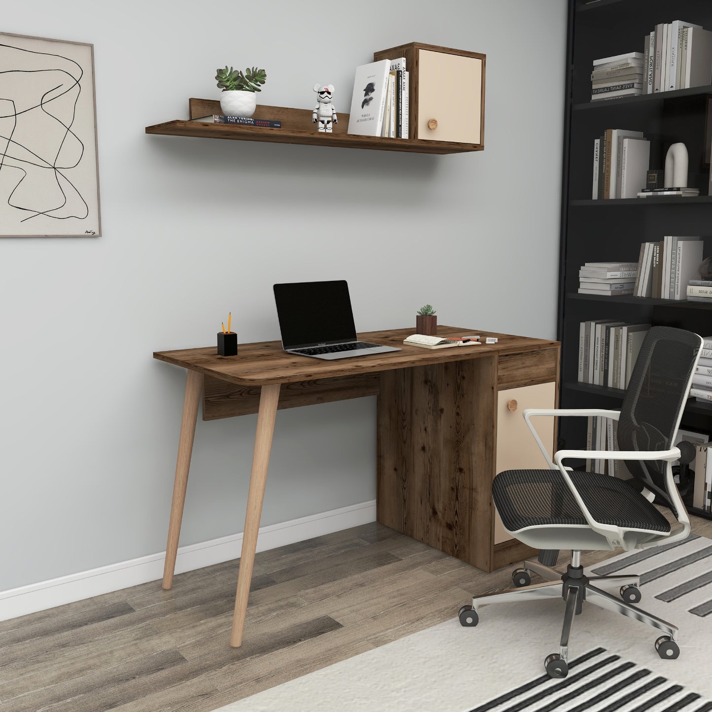 Roxane Computer Desk with Cabinets and Shelves