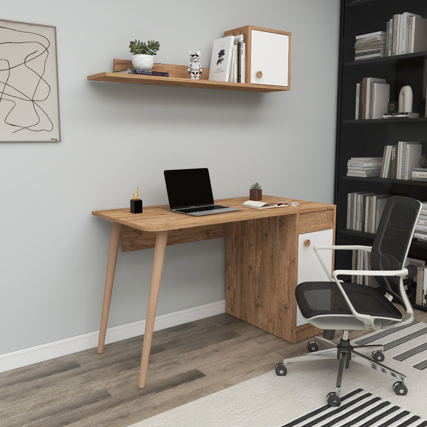 Roxane Computer Desk with Cabinets and Shelves