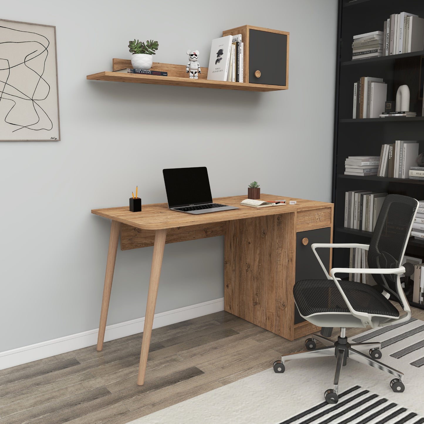 Roxane Computer Desk with Cabinets and Shelves