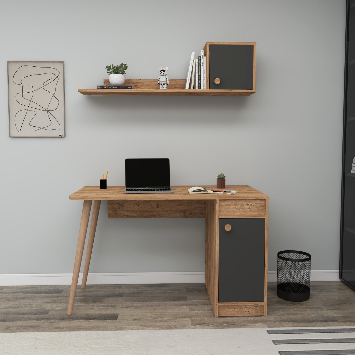 Roxane Computer Desk with Cabinets and Shelves