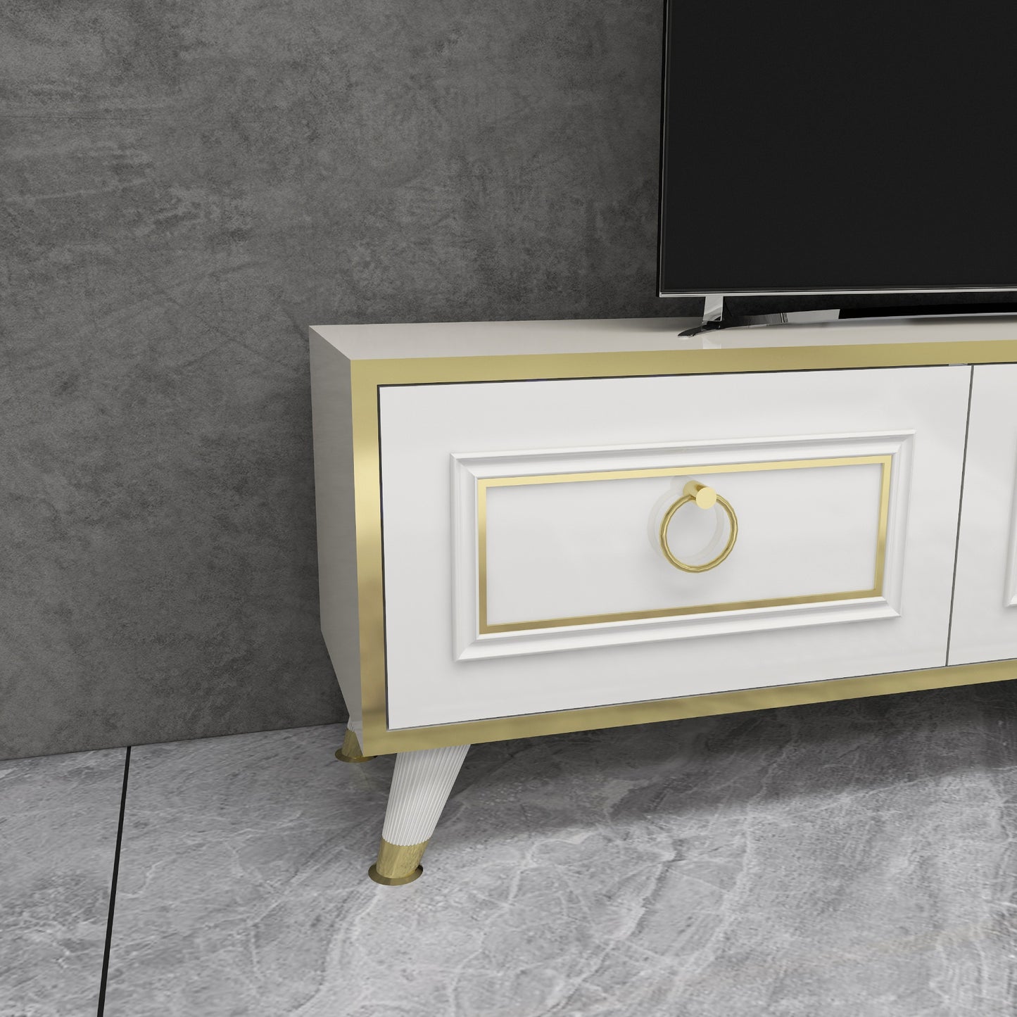 Romens 180 cm Wide TV Stand and Media Console with Cabinets for TVs up to 78"