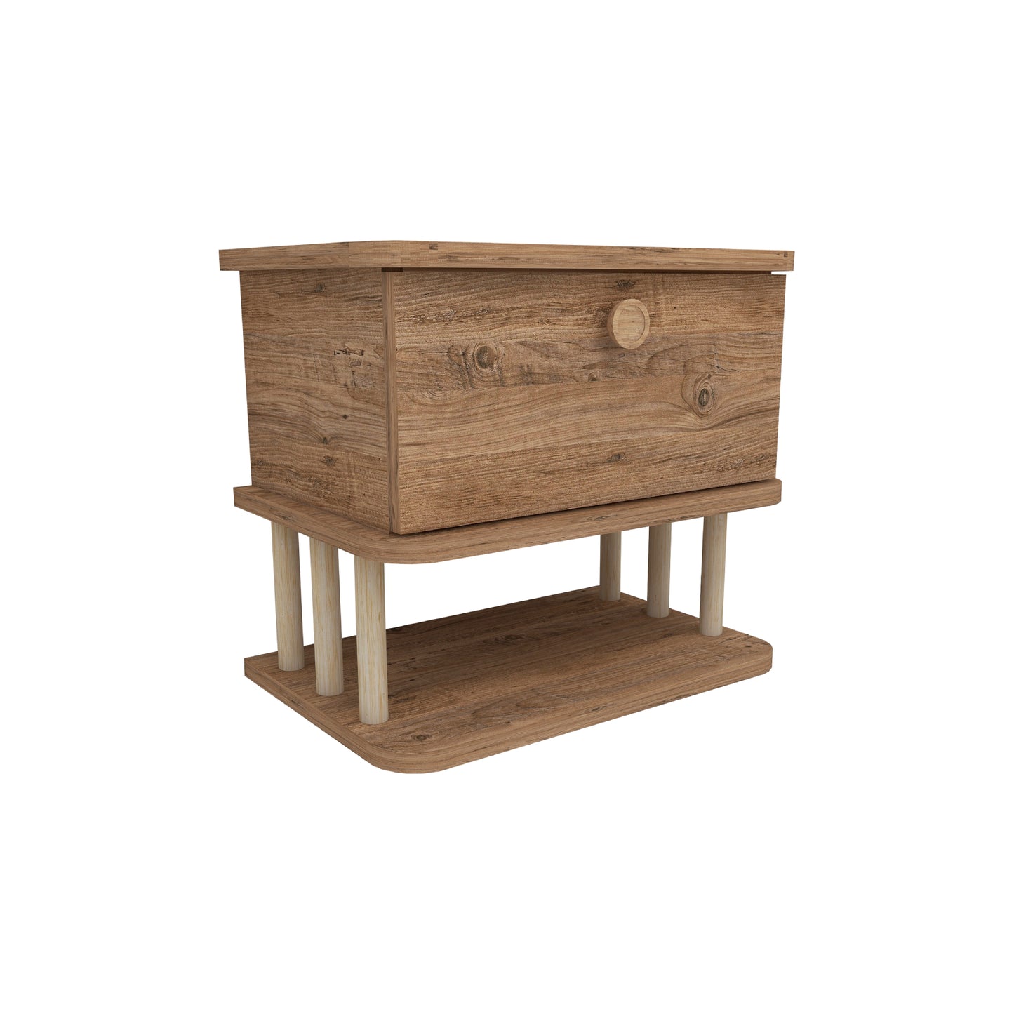 Serene Wall Mounted Nightstand with Cabinet