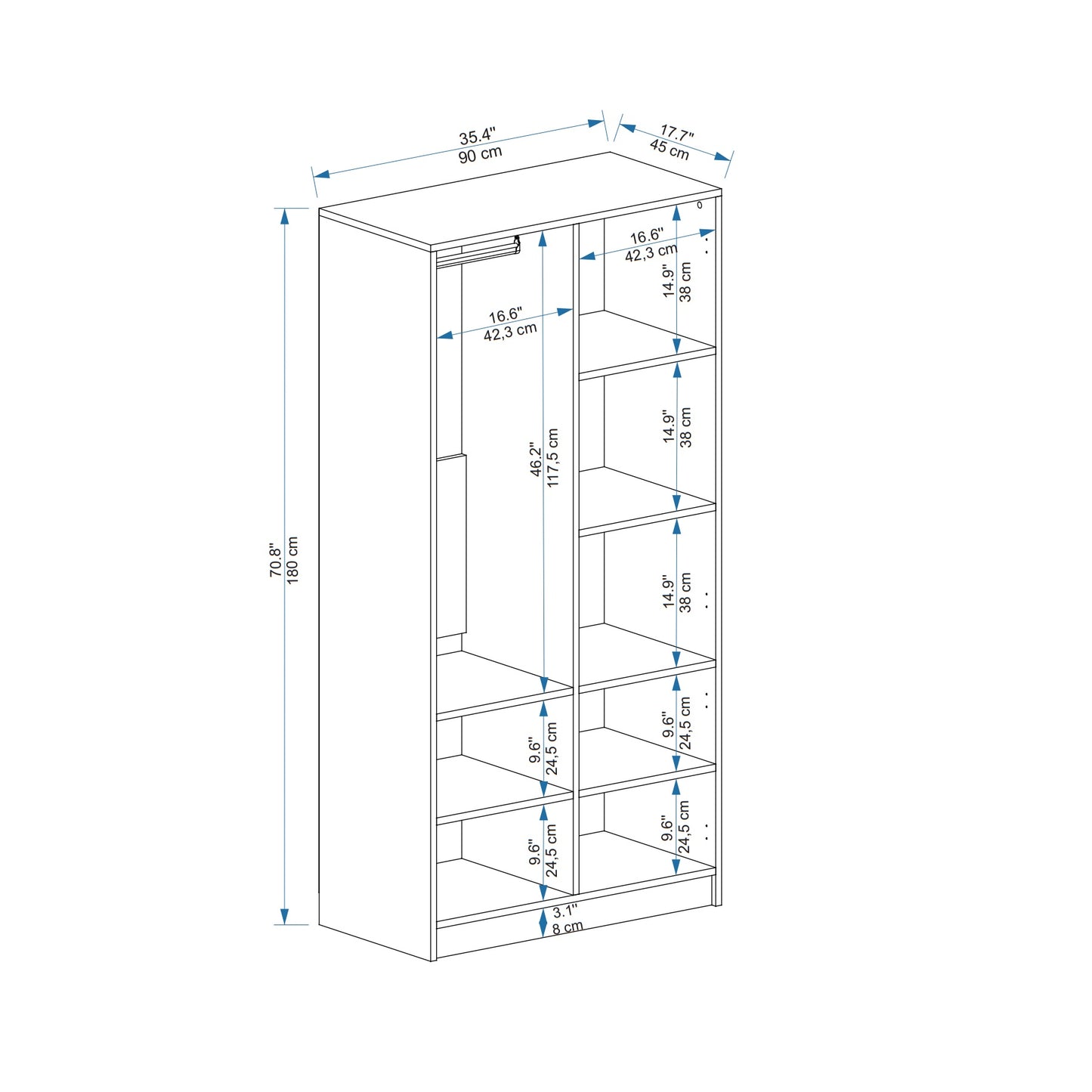 Armoire Viola avec armoires et étagères