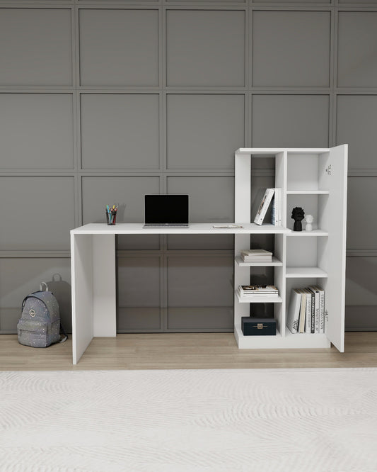 Yagiz Computer Desk with Cabinet & Shelves