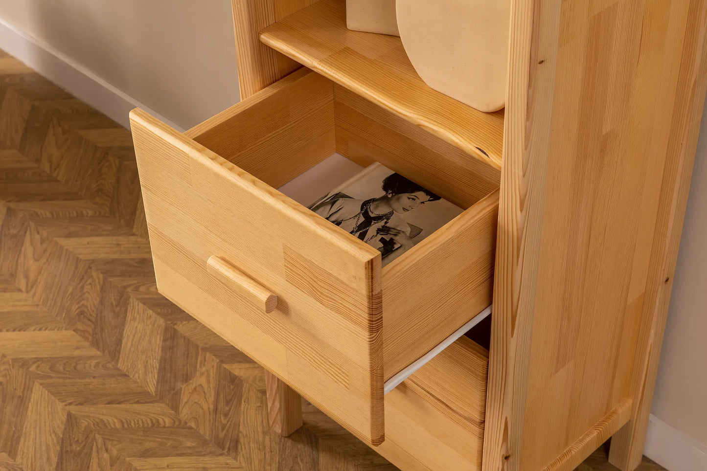 Solid Pine Wood Handmade Bookcase Bookshelf Shelving Unit with Drawers an Open Storage Shelves Dawn