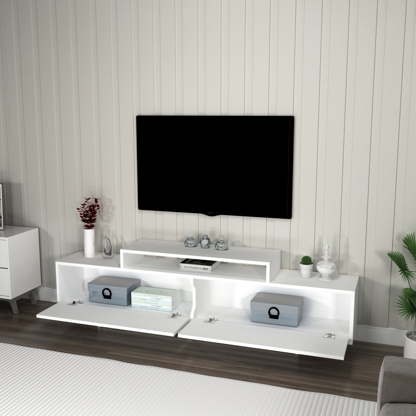 Gaia TV Stand and Entertainment Center with Storage Cabinets for TVs up to 78"