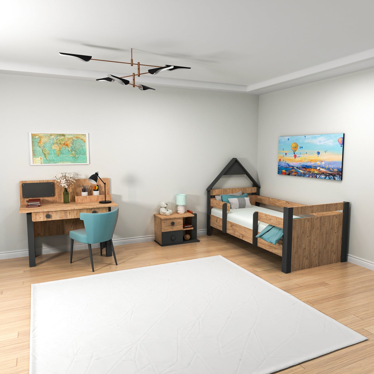 Kids Room Collection - Bookcase, Desk, Wardrobe, Bedstead & Nightstand Valentino