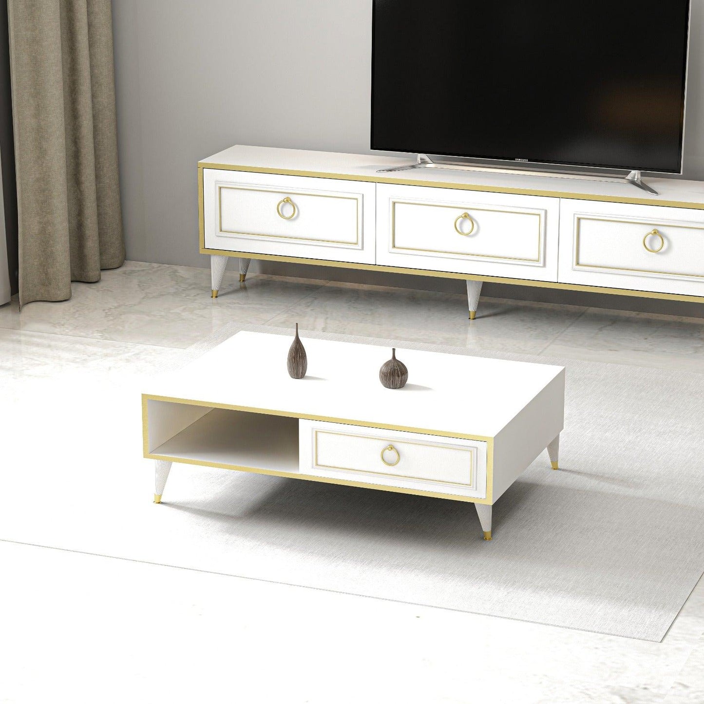 Antonia Coffee Table with Storage Cabinet Shelf - Destina Home