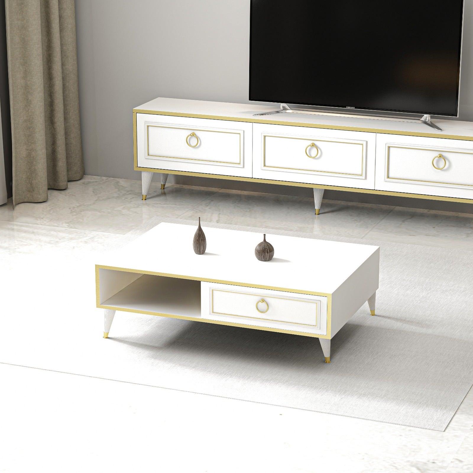 Antonia Coffee Table with Storage Cabinet Shelf - Destina Home