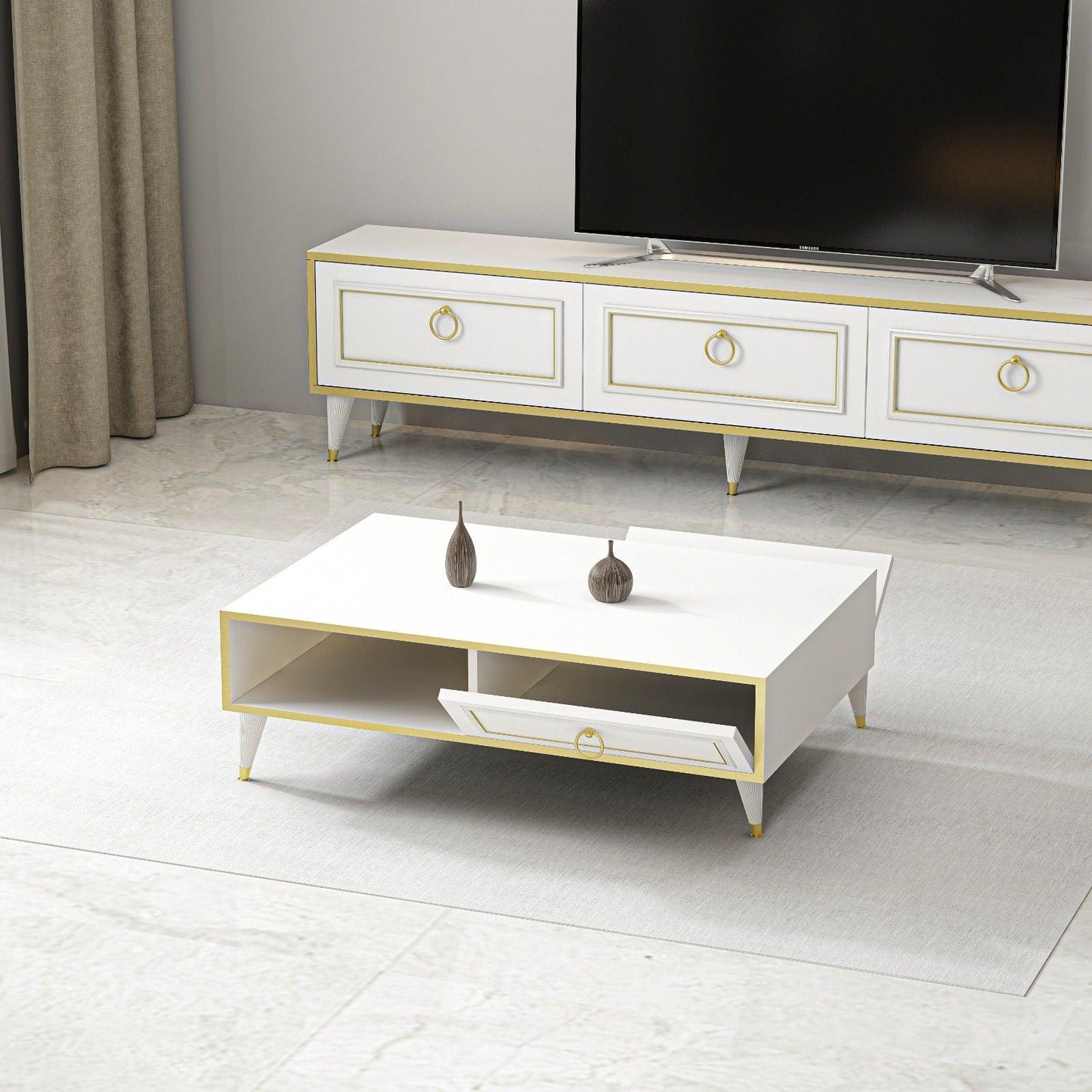 Antonia Coffee Table with Storage Cabinet Shelf - Destina Home