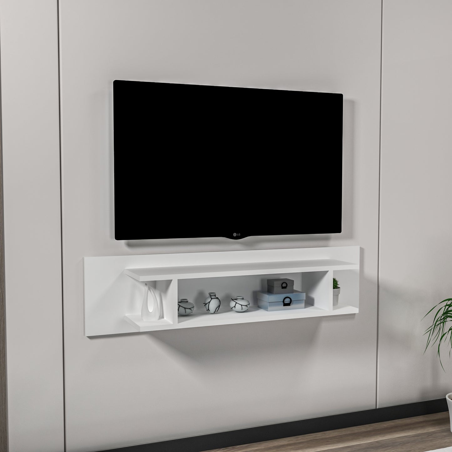 Amanda Floating TV Stand with Shelves