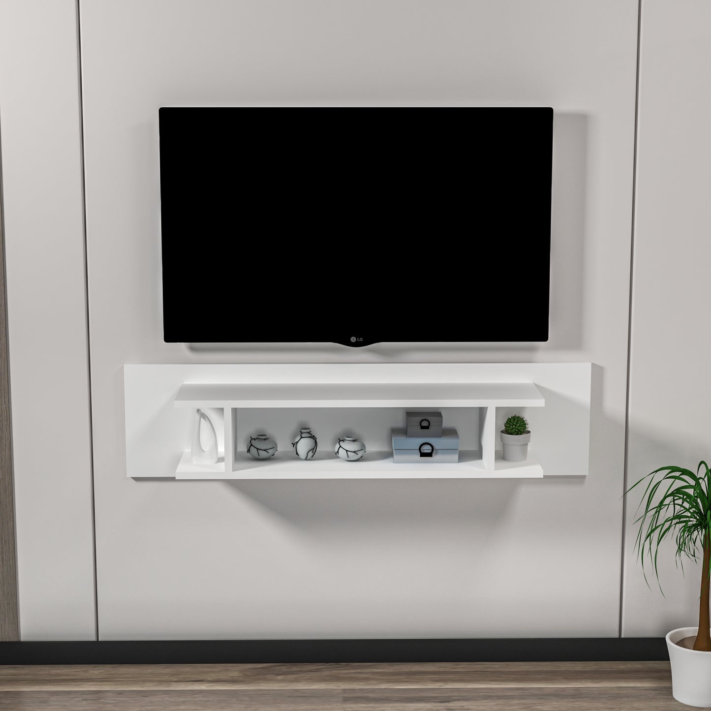 Amanda Floating TV Stand with Shelves