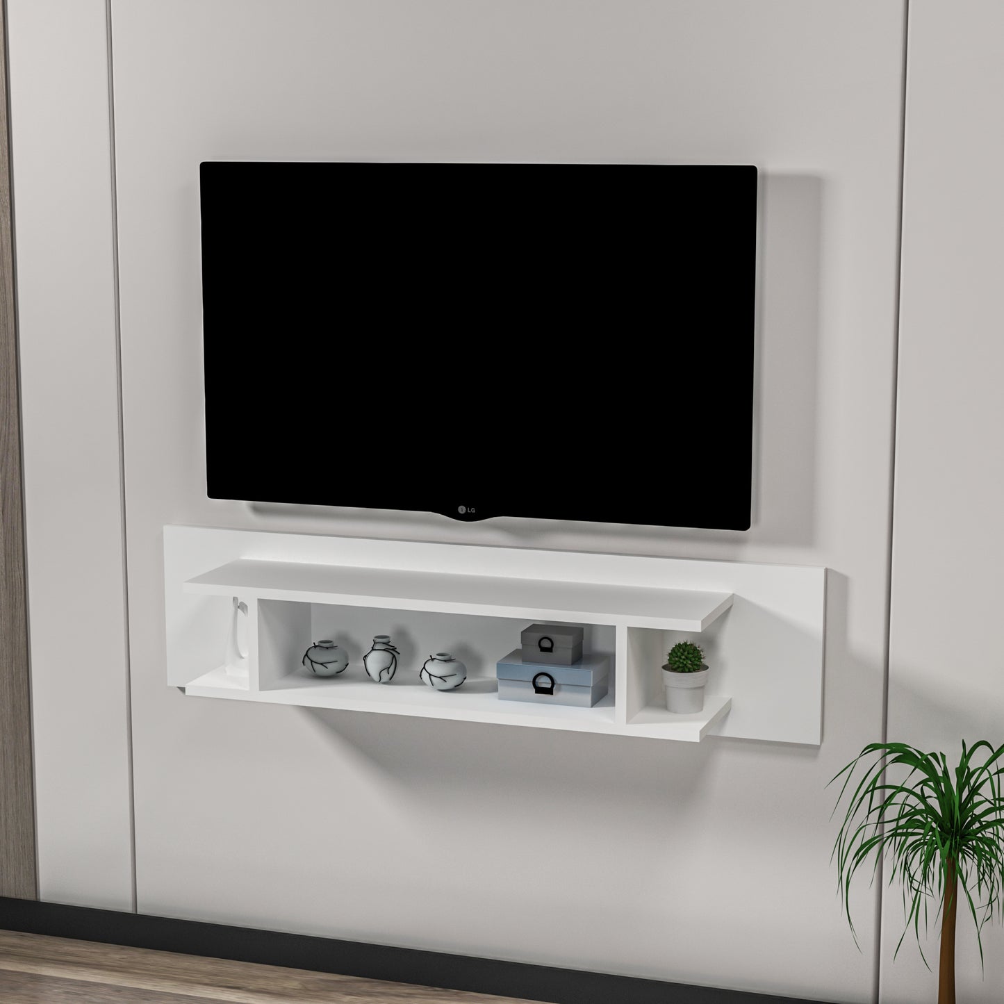 Amanda Floating TV Stand with Shelves