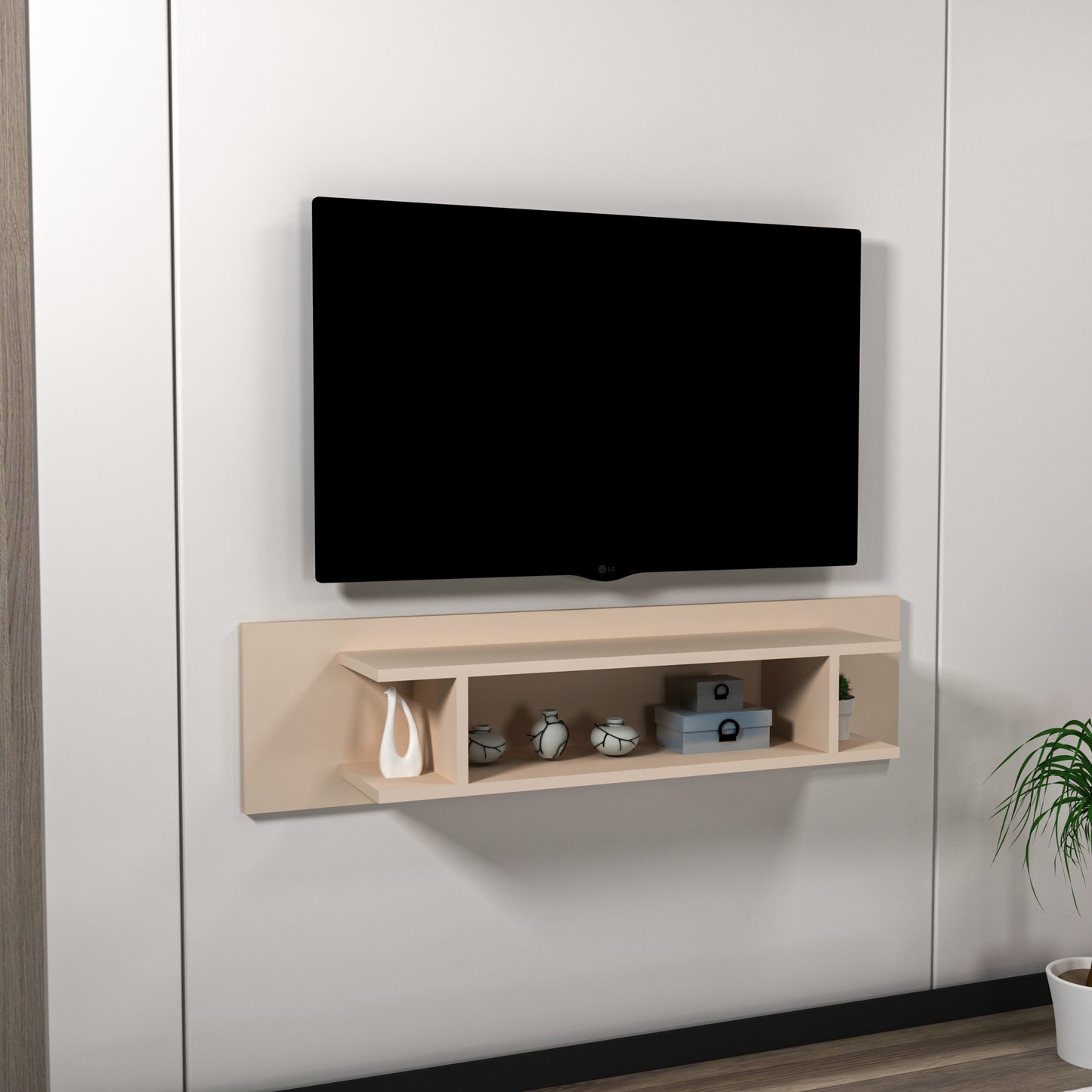 Amanda Floating TV Stand with Shelves