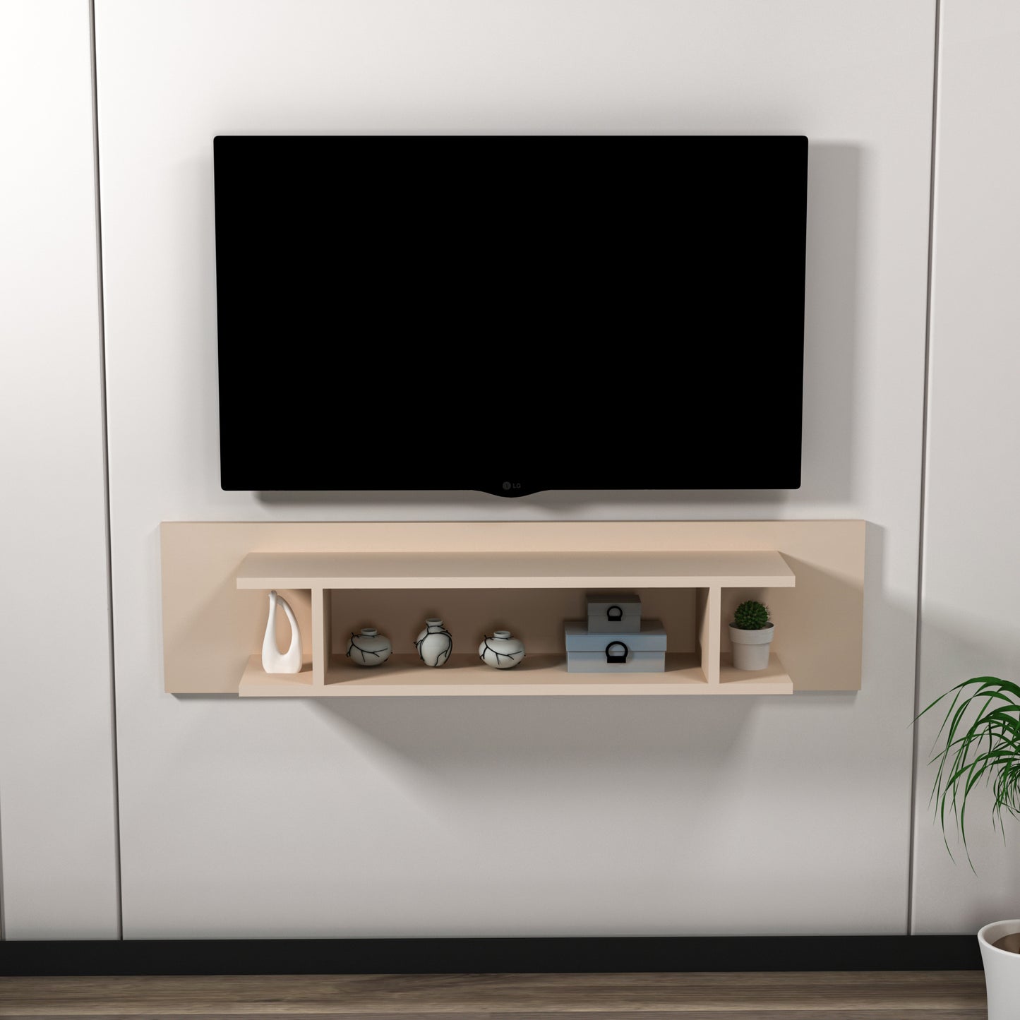 Amanda Floating TV Stand with Shelves