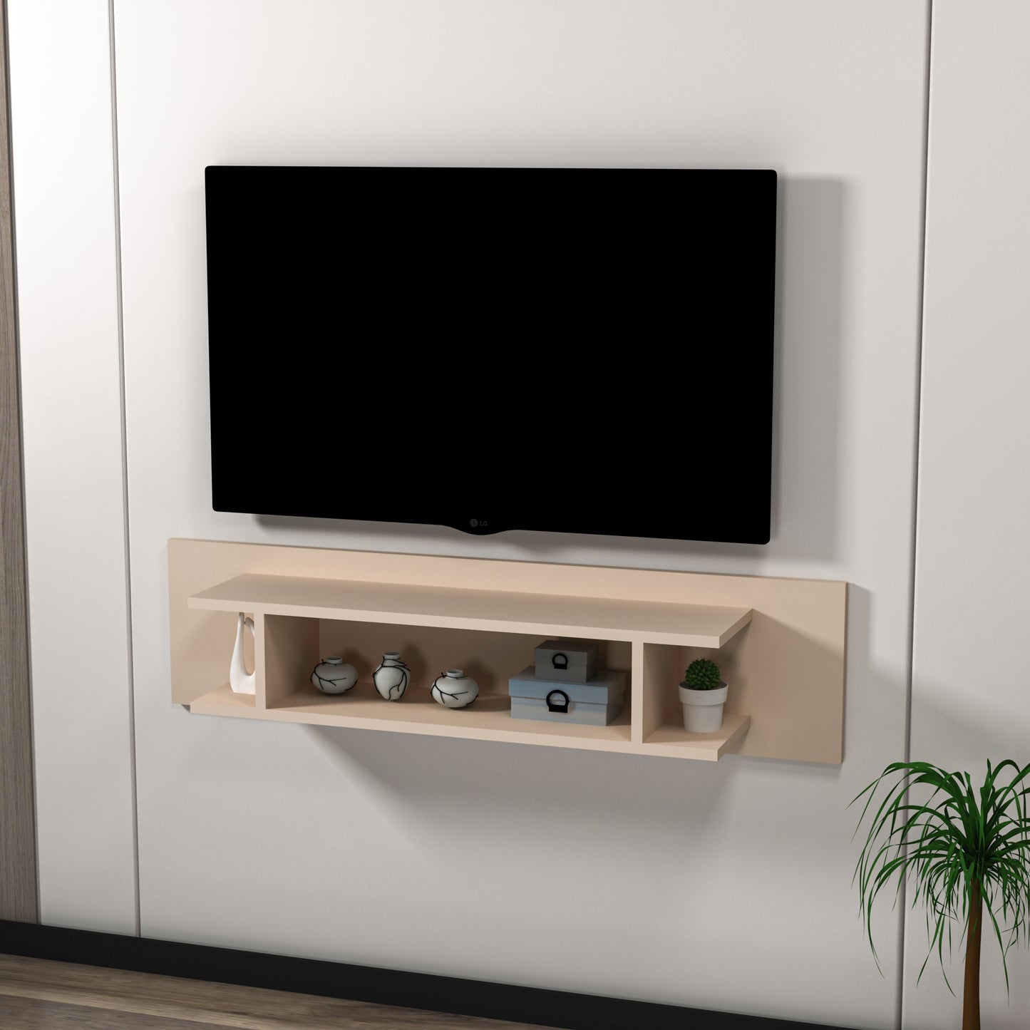 Amanda Floating TV Stand with Shelves