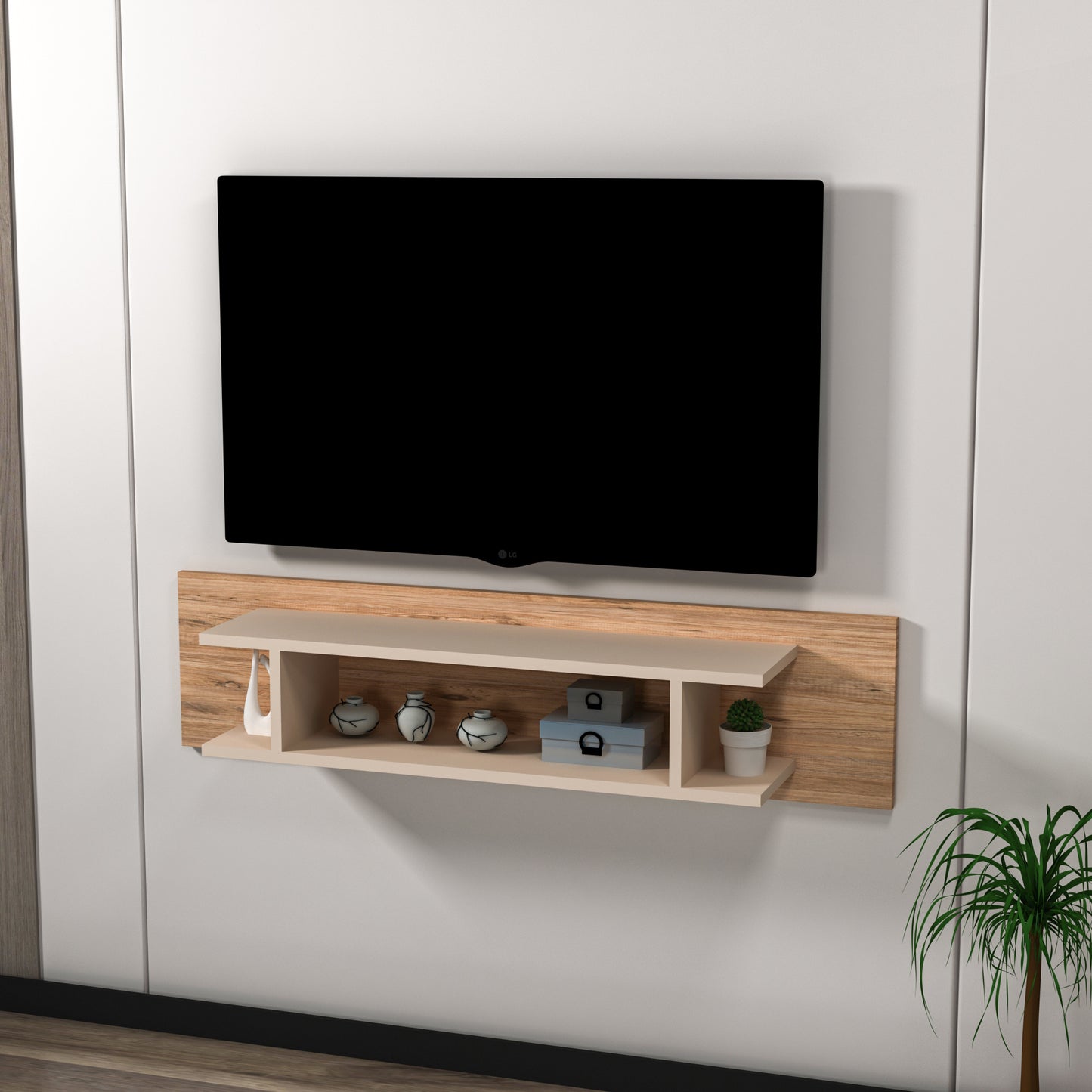 Amanda Floating TV Stand with Shelves