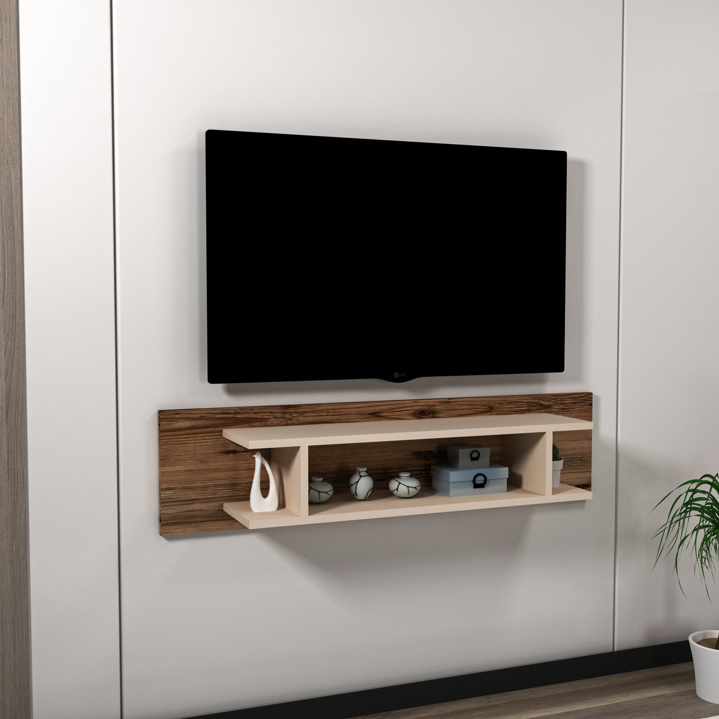 Amanda Floating TV Stand with Shelves