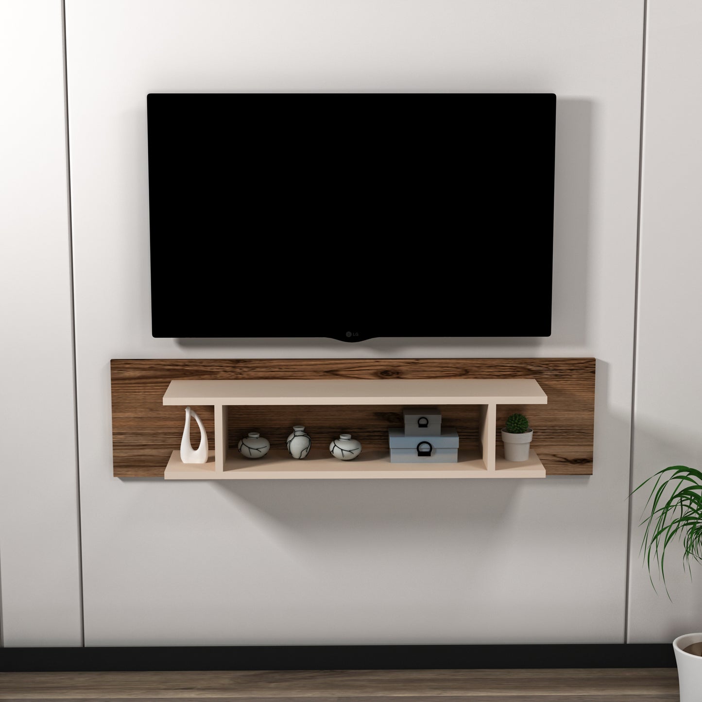 Amanda Floating TV Stand with Shelves