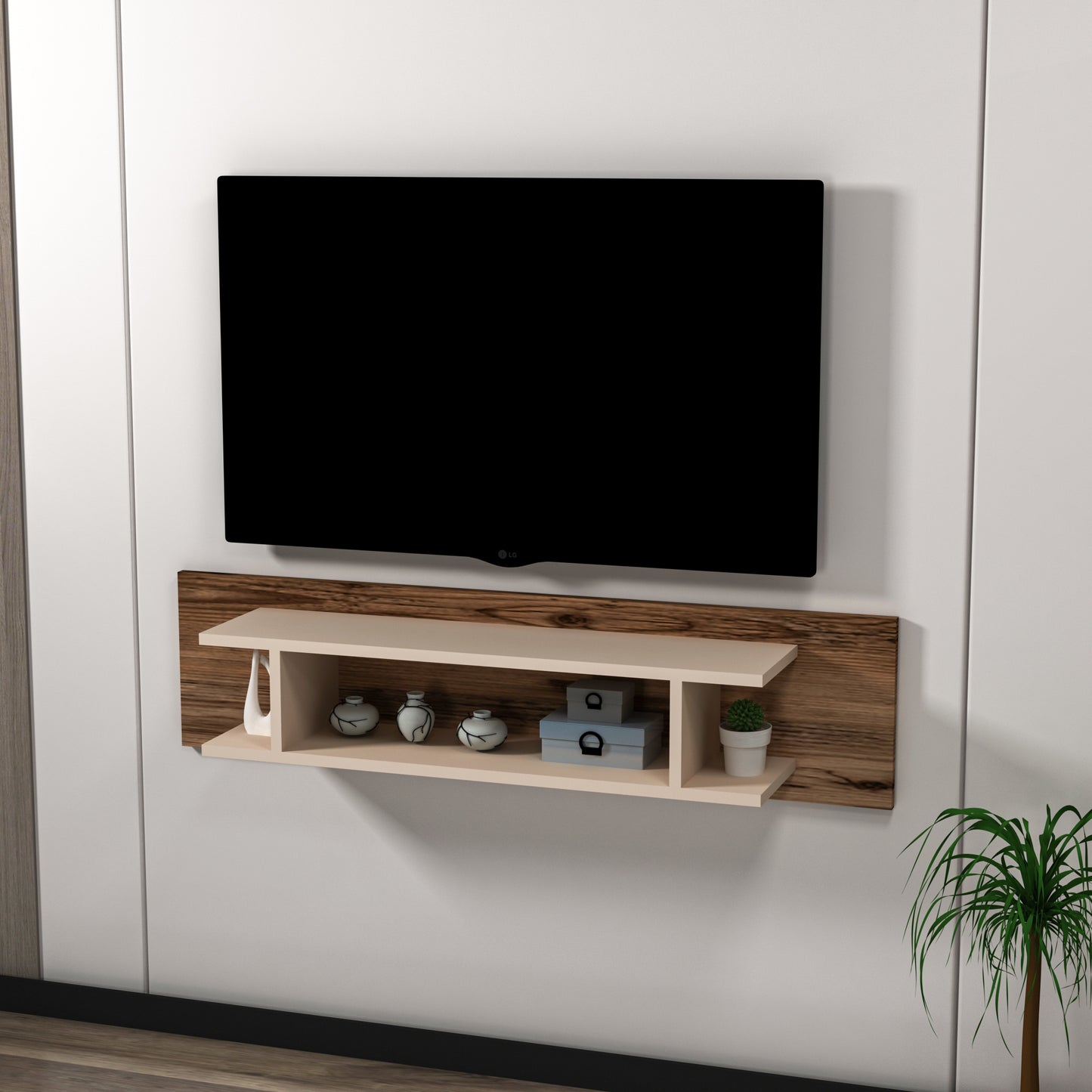 Amanda Floating TV Stand with Shelves
