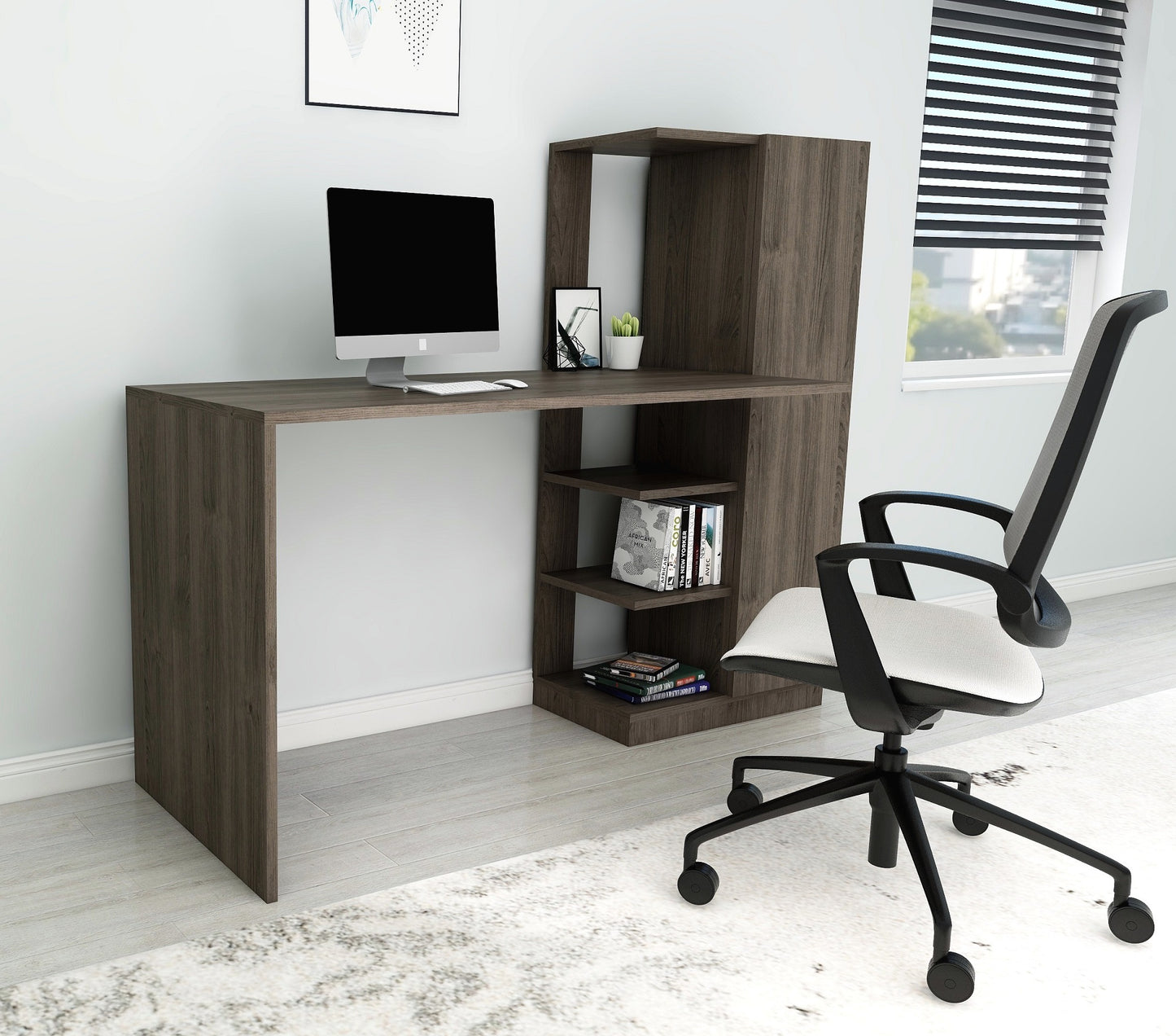 Severus Computer Desk with Shelves
