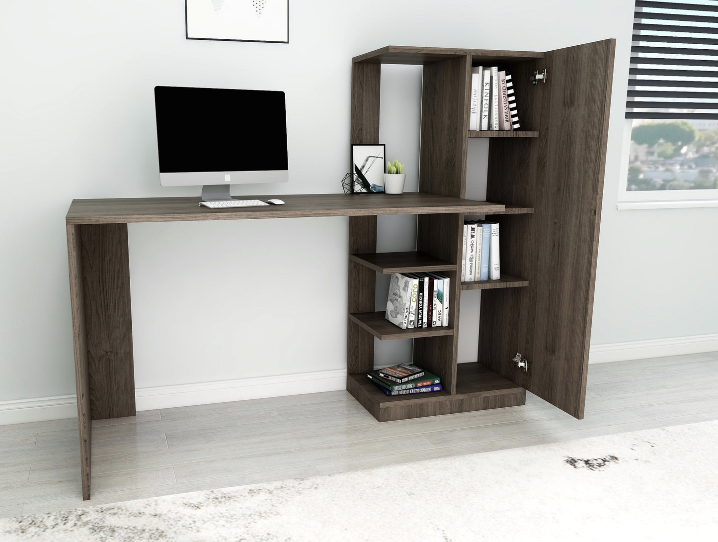 Severus Computer Desk with Shelves