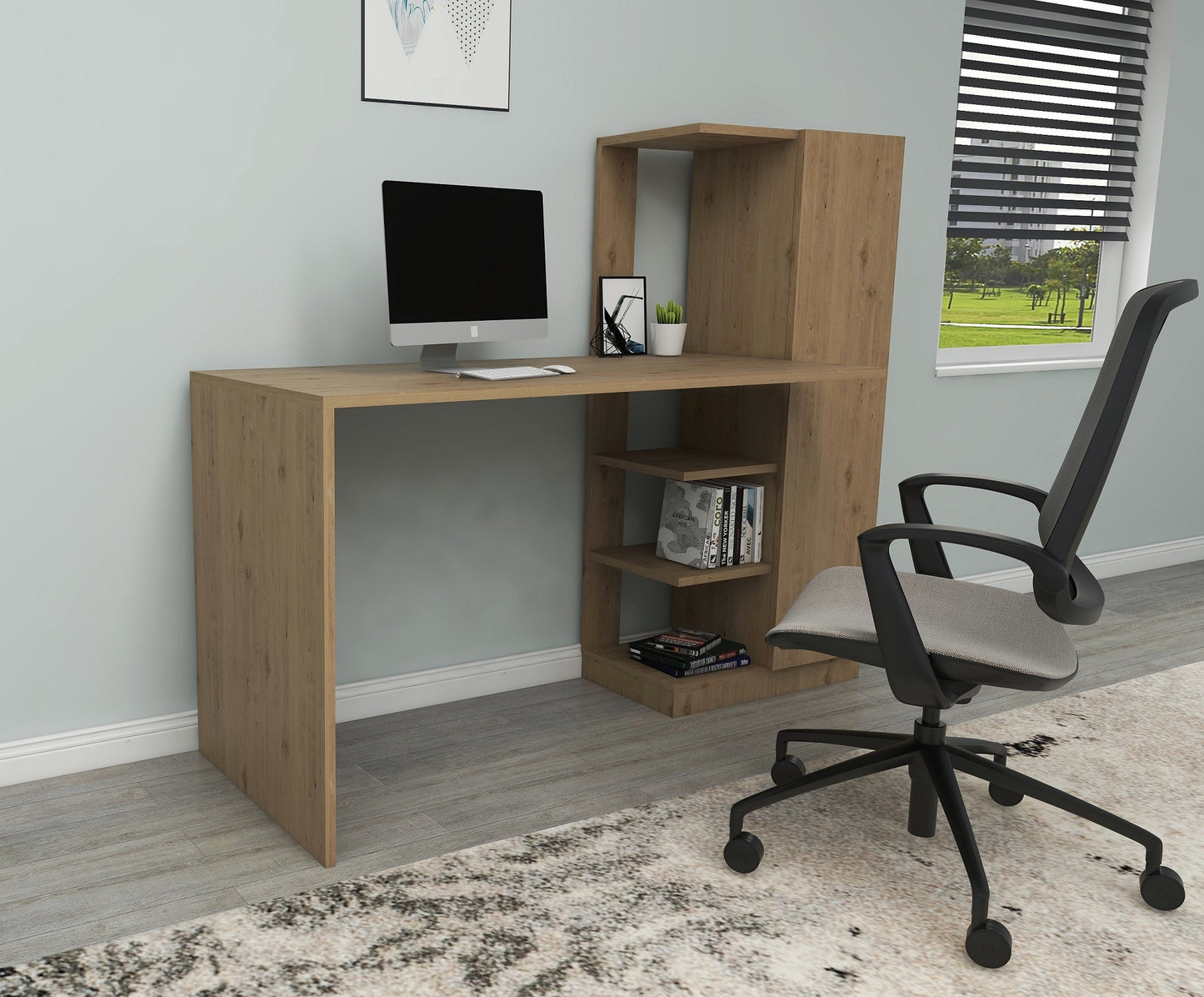 Severus Computer Desk with Shelves