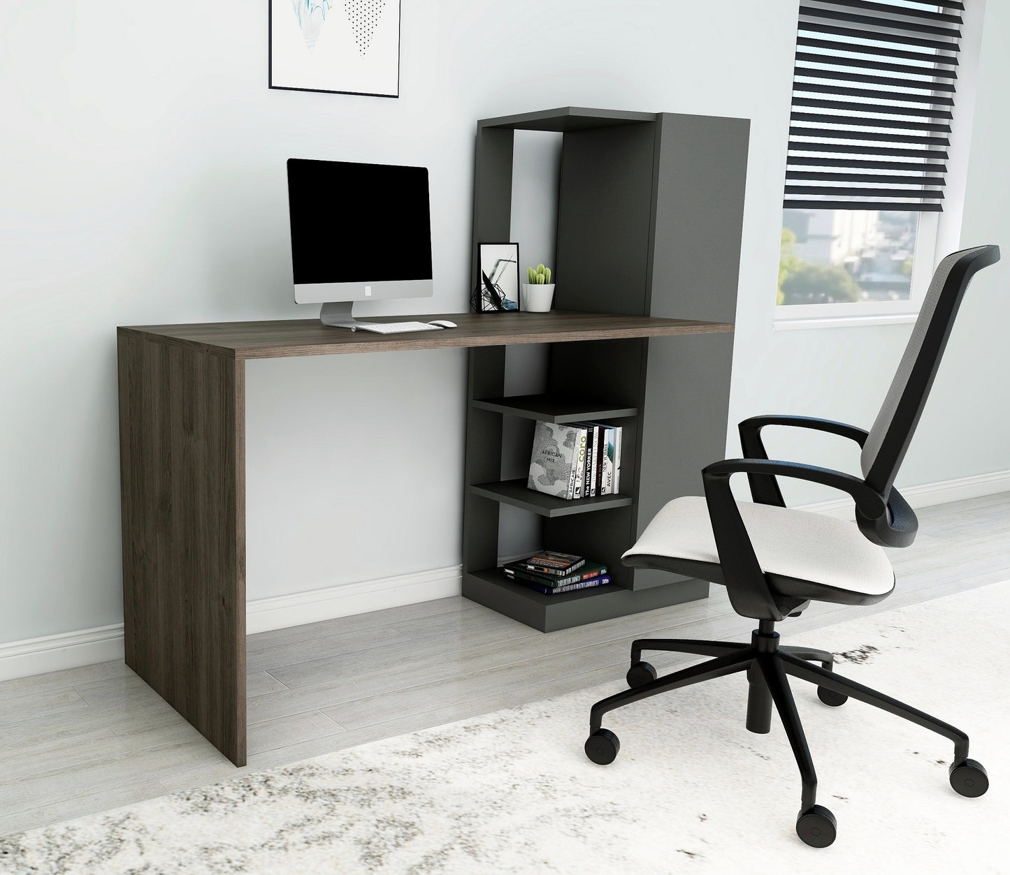 Severus Computer Desk with Shelves