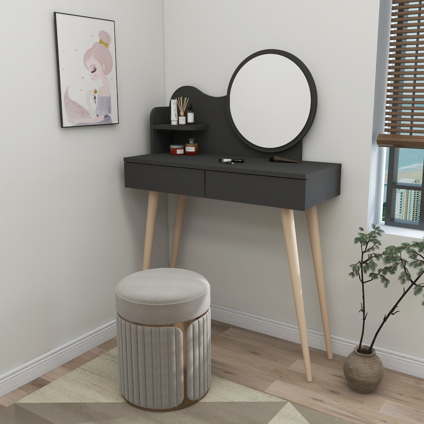 Makeup Vanity Table with Mirror Aron