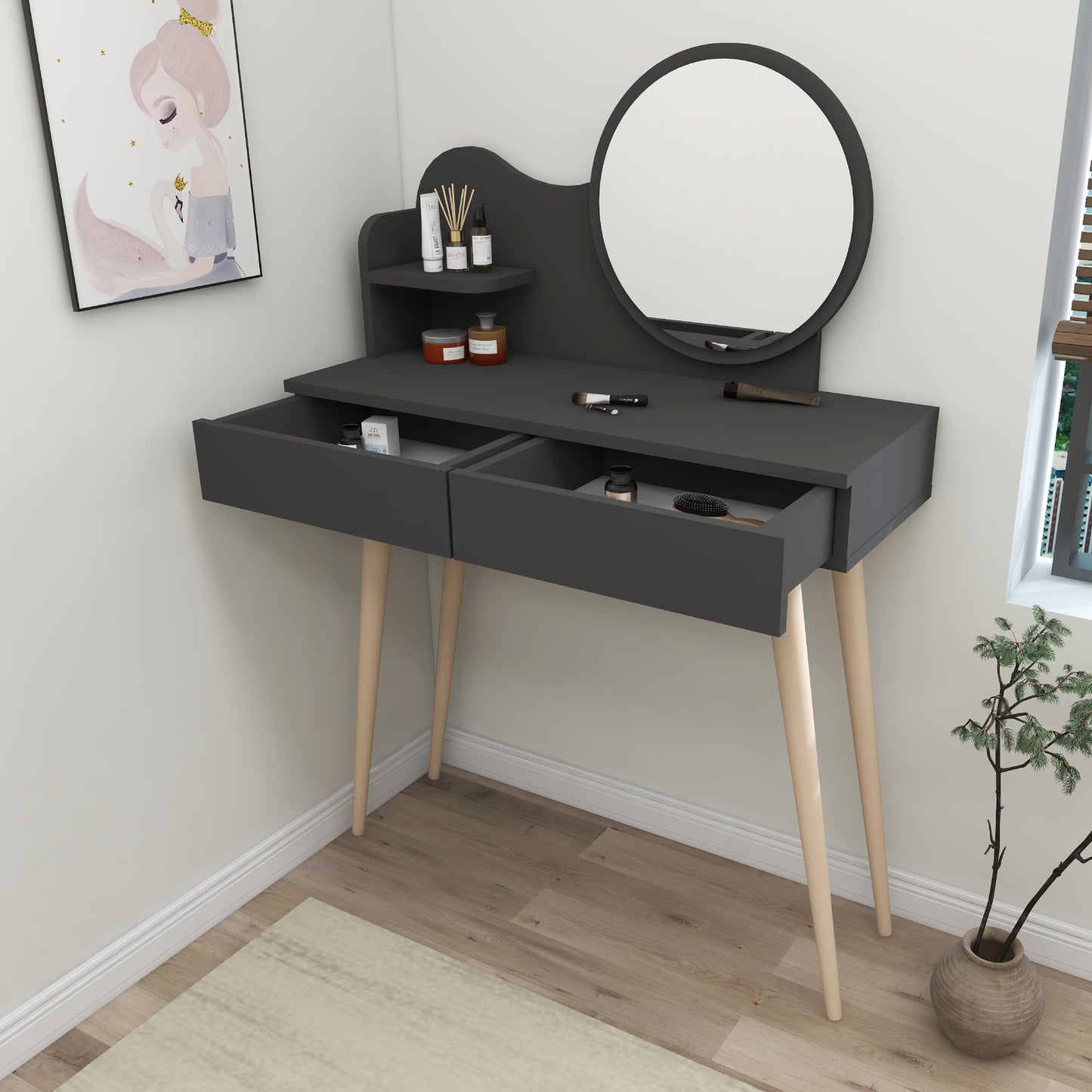 Makeup Vanity Table with Mirror Aron