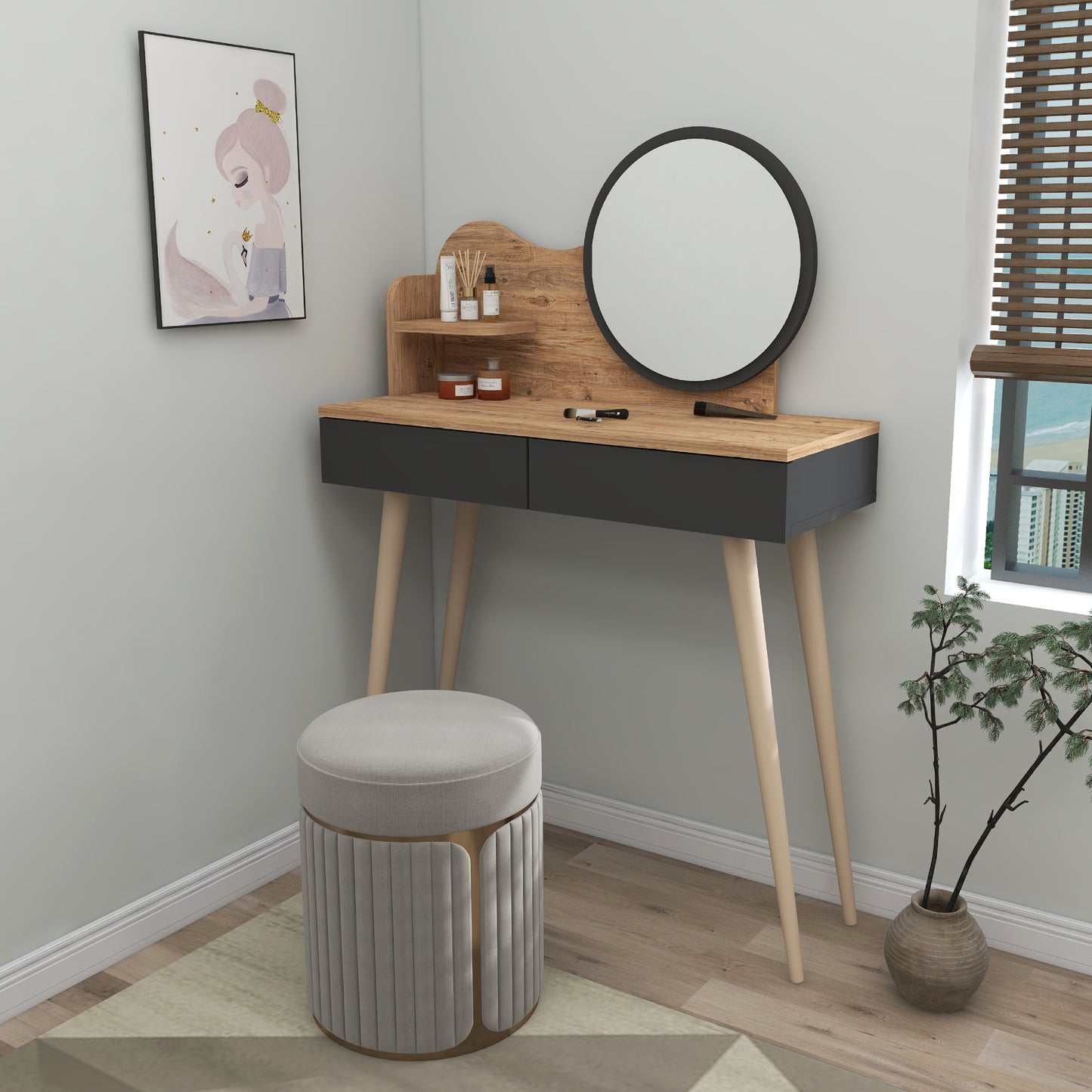 Makeup Vanity Table with Mirror Aron