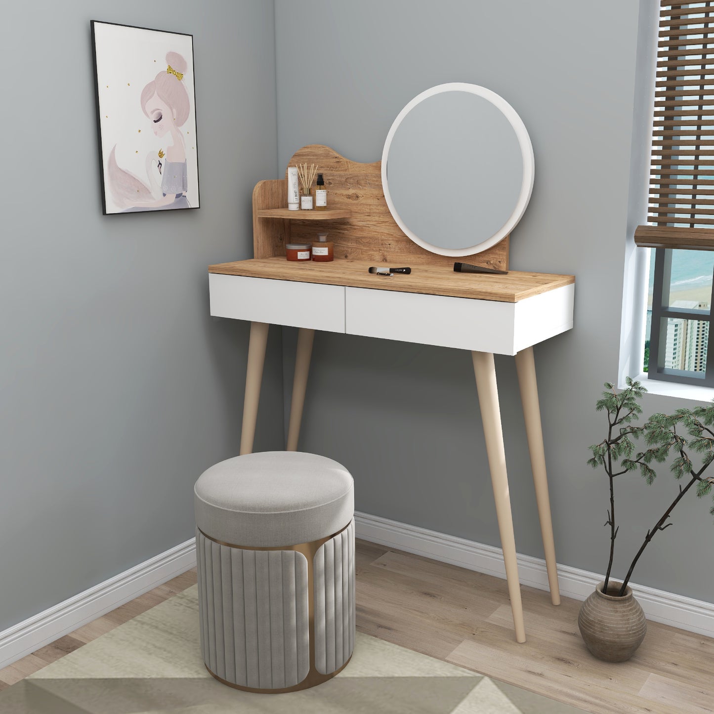 Makeup Vanity Table with Mirror Aron