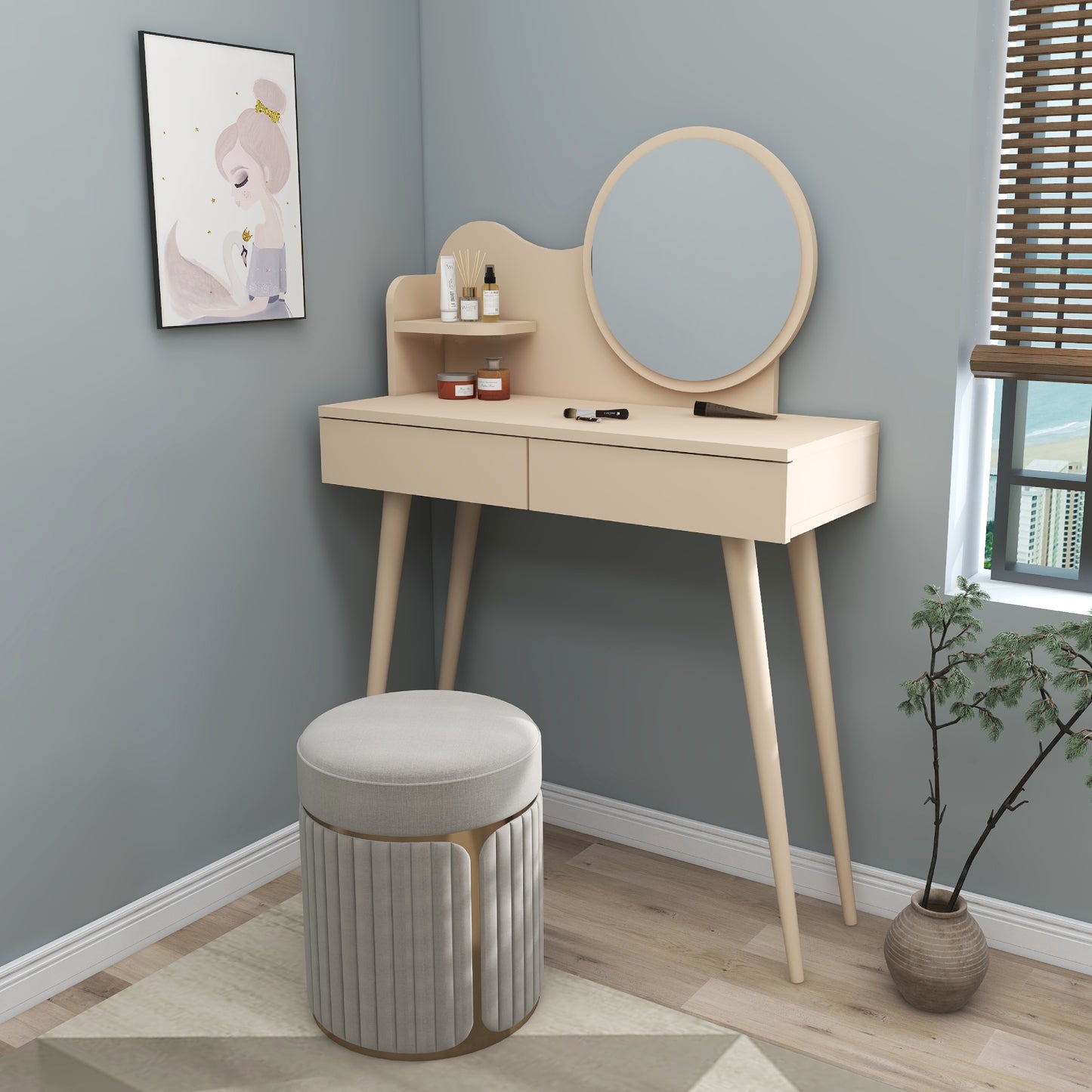 Makeup Vanity Table with Mirror Aron