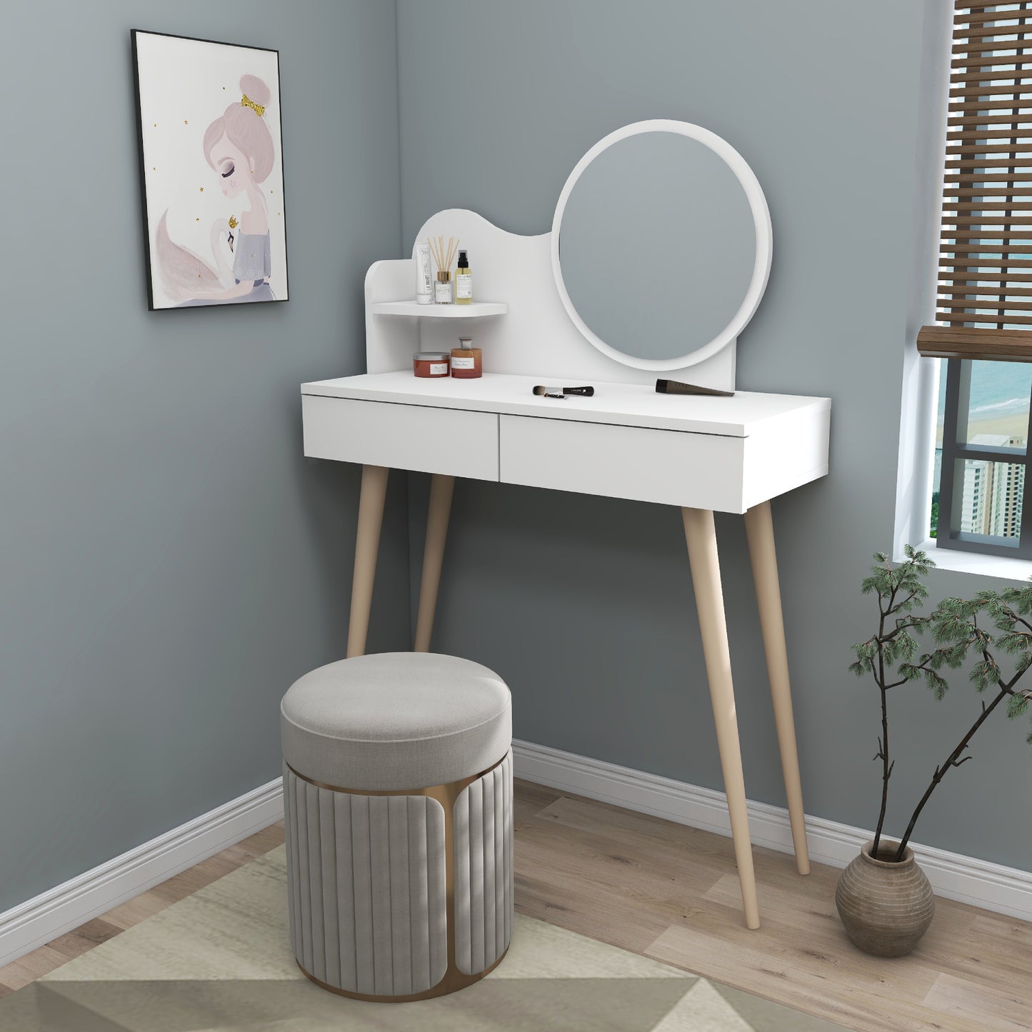 Makeup Vanity Table with Mirror Aron