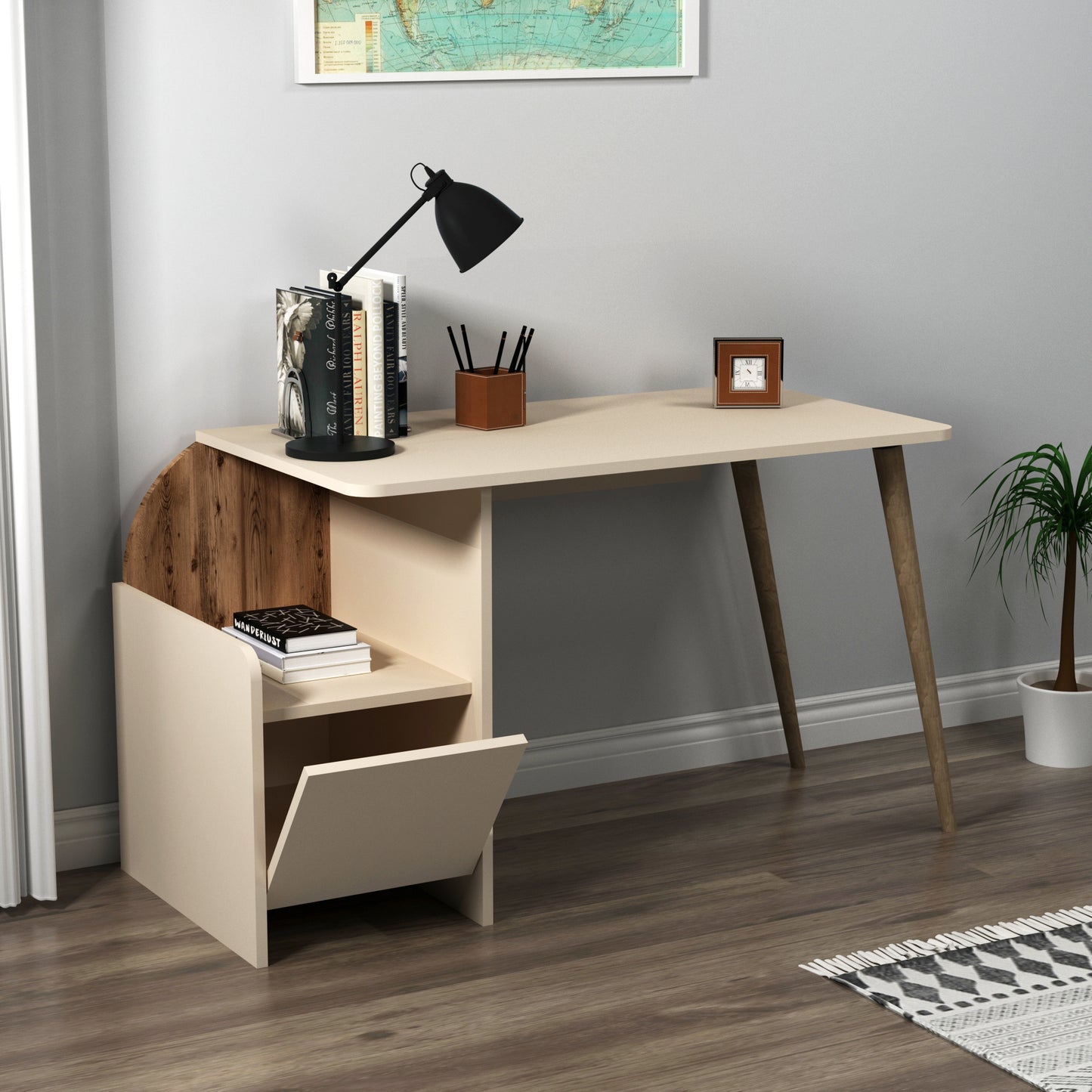 Babel Computer Desk with Cabinet