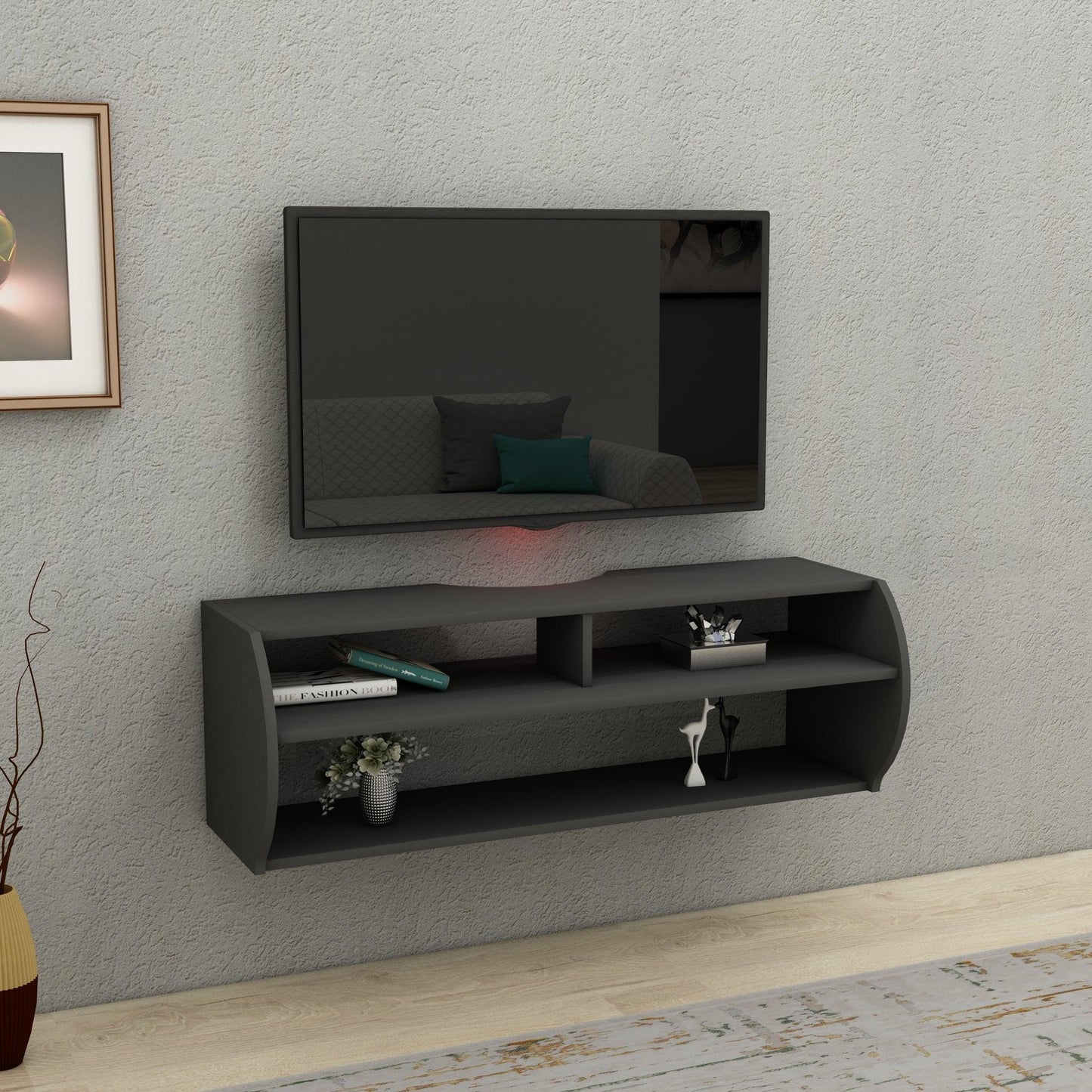 Berter Wall Mounted, Floating TV Stand with Storage Shelves - Destina Home, TV Stand, Media Console, TV cabinet, Wooden TV Stand, Media Stand, TV Lowboard, Entertainment Center, Wood TV Unit, TV Board, TV Table, Media Center, Living Room, Furniture