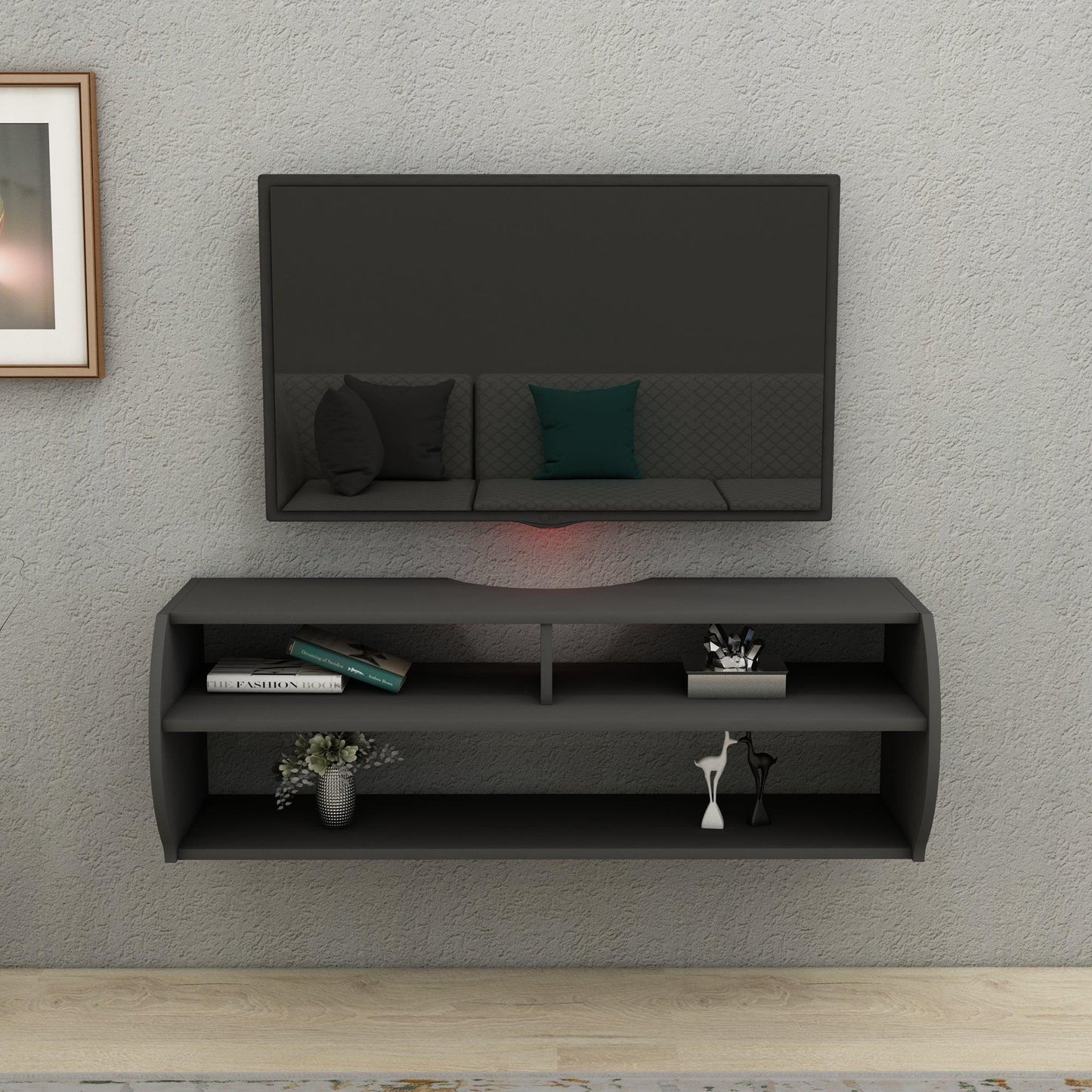 Berter Wall Mounted, Floating TV Stand with Storage Shelves - Destina Home, TV Stand, Media Console, TV cabinet, Wooden TV Stand, Media Stand, TV Lowboard, Entertainment Center, Wood TV Unit, TV Board, TV Table, Media Center, Living Room, Furniture
