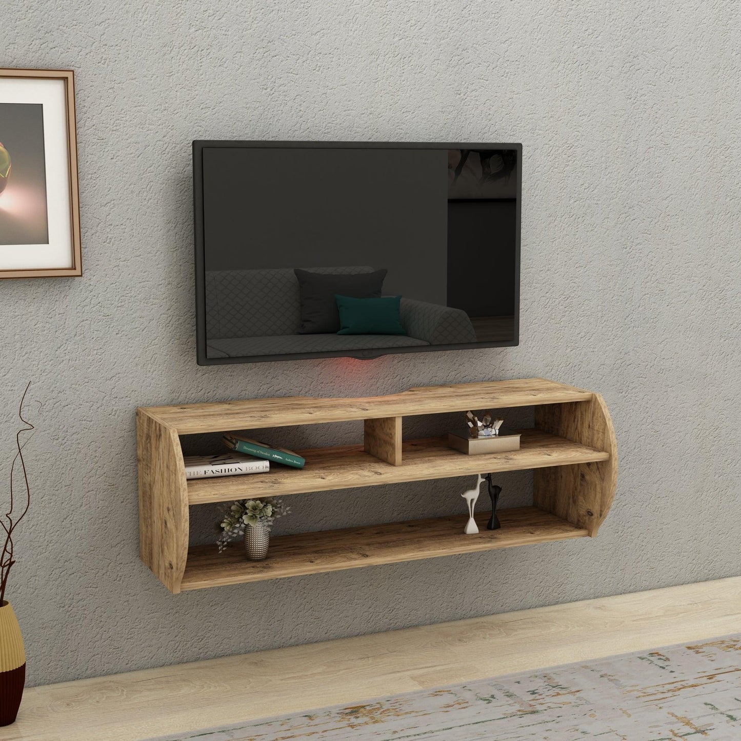 Berter Wall Mounted, Floating TV Stand with Storage Shelves - Destina Home, TV Stand, Media Console, TV cabinet, Wooden TV Stand, Media Stand, TV Lowboard, Entertainment Center, Wood TV Unit, TV Board, TV Table, Media Center, Living Room, Furniture