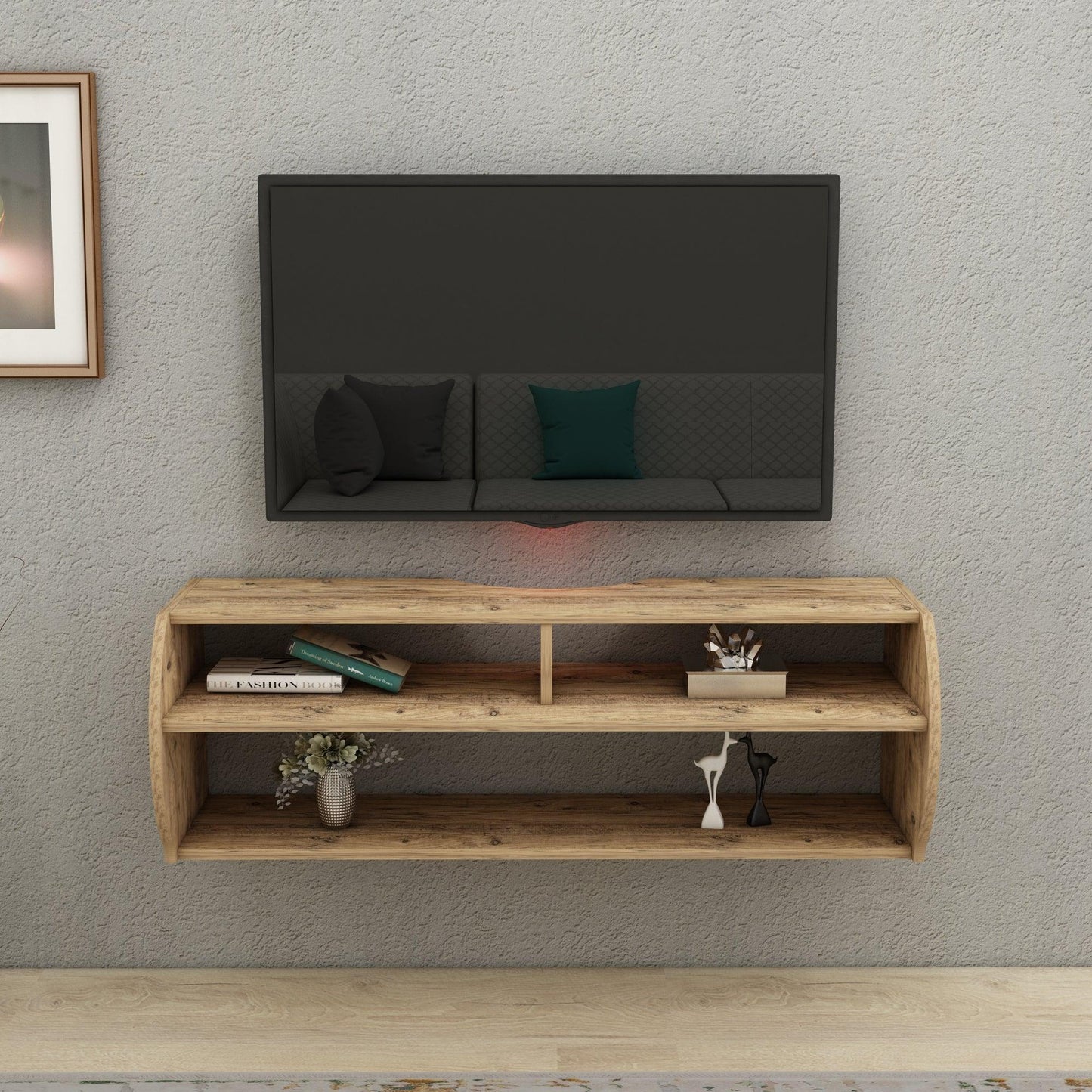 Berter Wall Mounted, Floating TV Stand with Storage Shelves - Destina Home, TV Stand, Media Console, TV cabinet, Wooden TV Stand, Media Stand, TV Lowboard, Entertainment Center, Wood TV Unit, TV Board, TV Table, Media Center, Living Room, Furniture