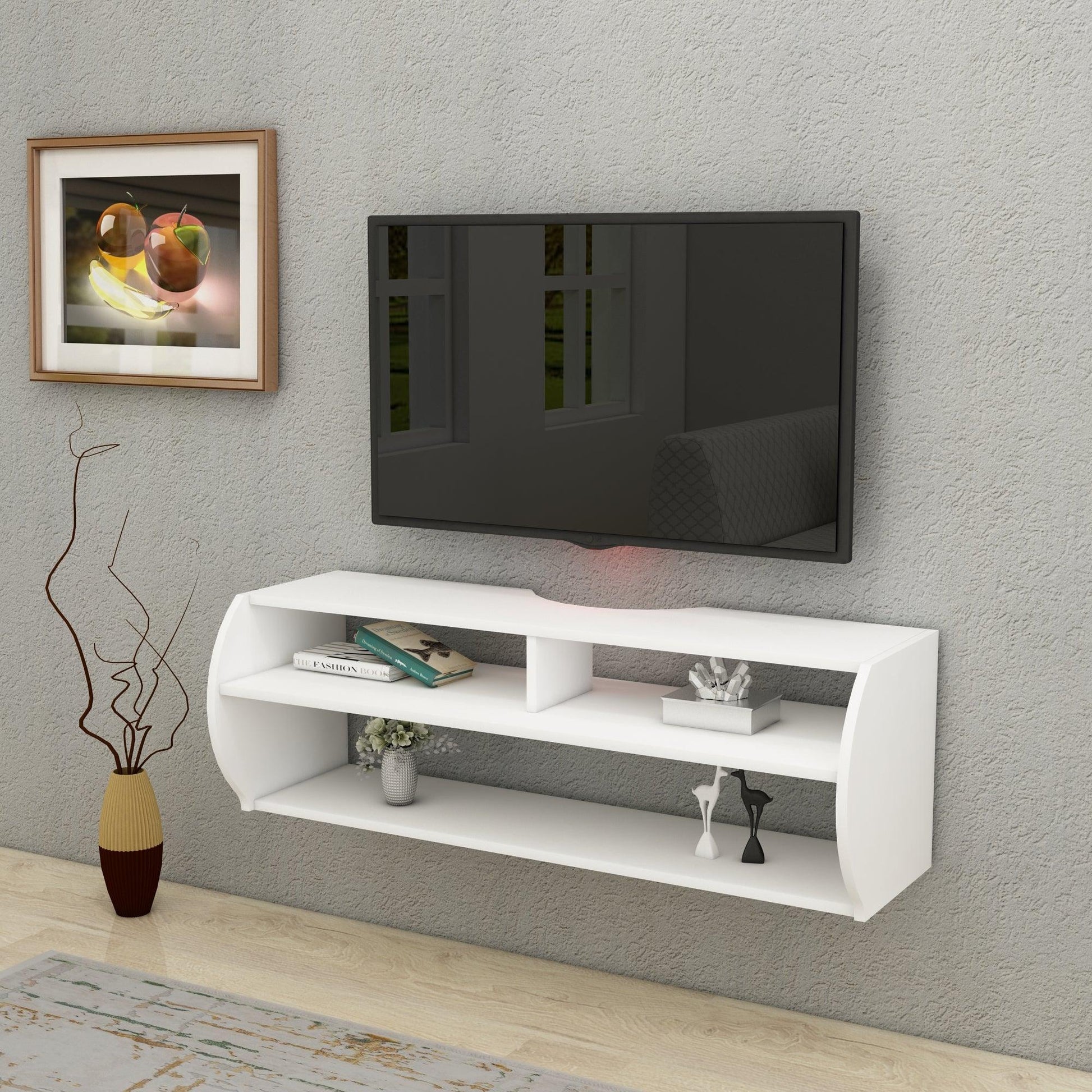 Berter Wall Mounted, Floating TV Stand with Storage Shelves - Destina Home, TV Stand, Media Console, TV cabinet, Wooden TV Stand, Media Stand, TV Lowboard, Entertainment Center, Wood TV Unit, TV Board, TV Table, Media Center, Living Room, Furniture