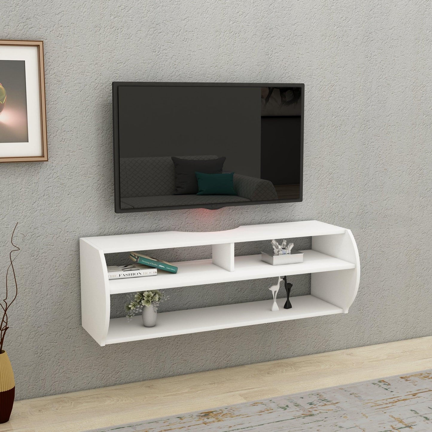 Berter Wall Mounted, Floating TV Stand with Storage Shelves - Destina Home, TV Stand, Media Console, TV cabinet, Wooden TV Stand, Media Stand, TV Lowboard, Entertainment Center, Wood TV Unit, TV Board, TV Table, Media Center, Living Room, Furniture
