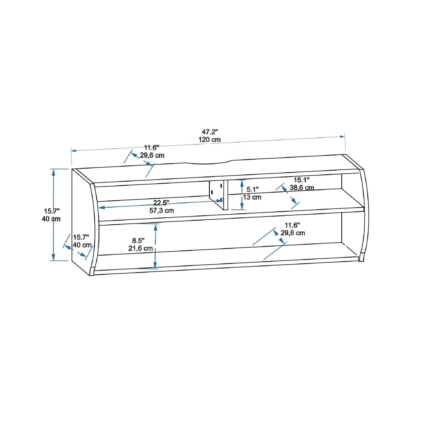 Berter Wall Mounted, Floating TV Stand with Storage Shelves - Destina Home, TV Stand, Media Console, TV cabinet, Wooden TV Stand, Media Stand, TV Lowboard, Entertainment Center, Wood TV Unit, TV Board, TV Table, Media Center, Living Room, Furniture