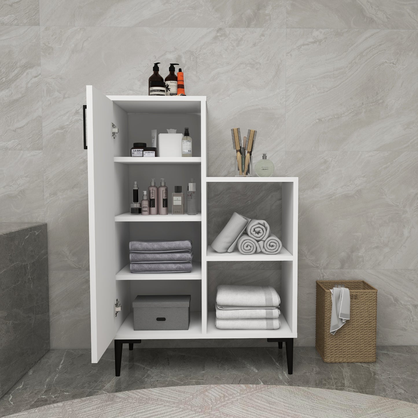 Armoire de salle de bain avec étagères Beate