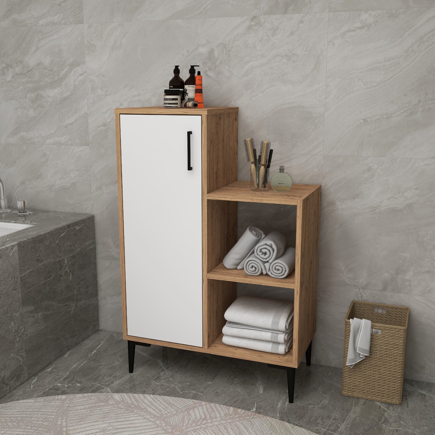 Armoire de salle de bain avec étagères Beate