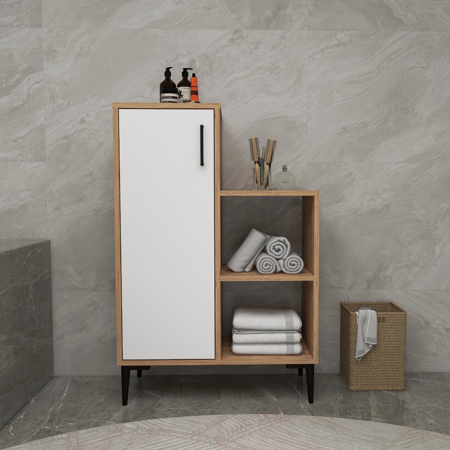 Armoire de salle de bain avec étagères Beate