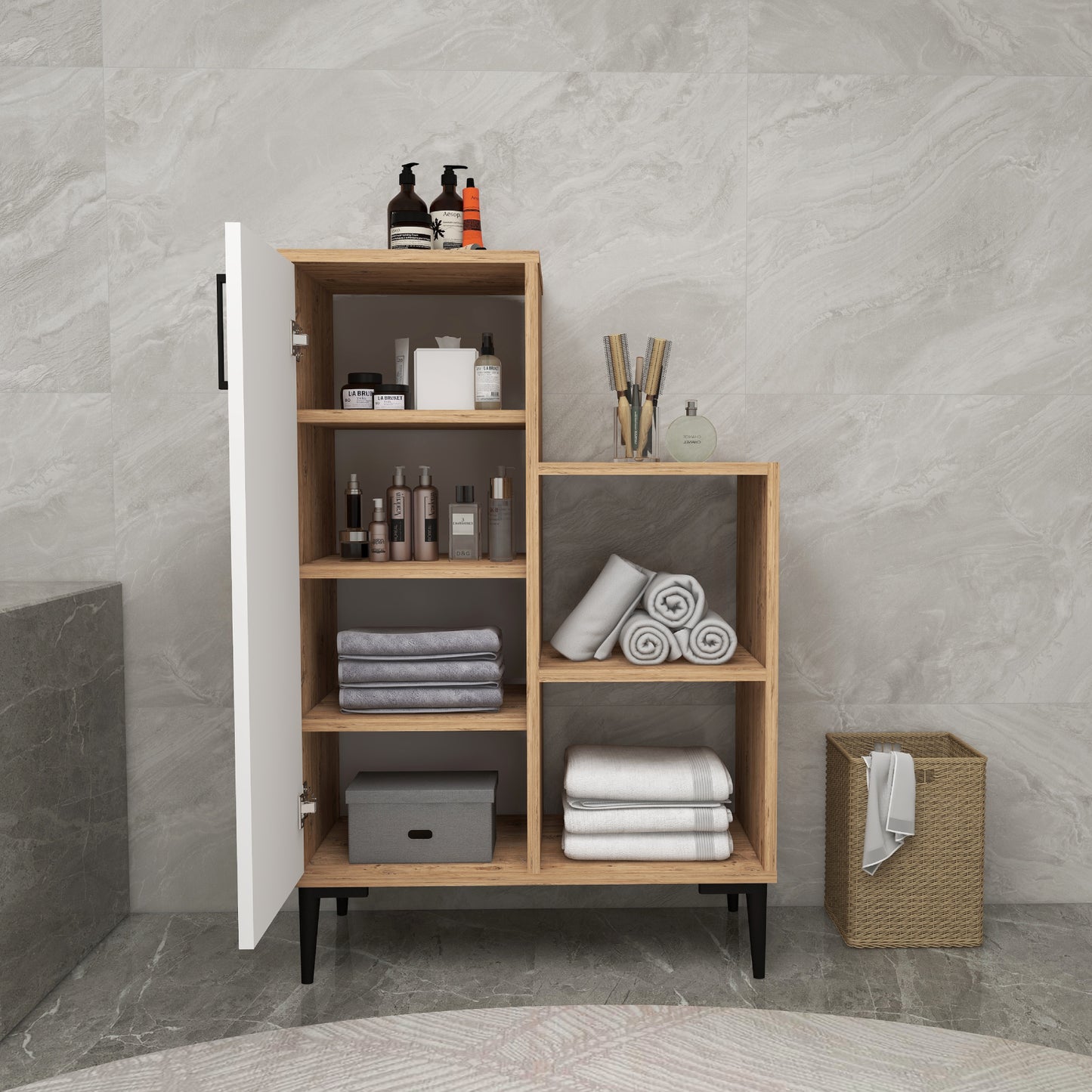 Armoire de salle de bain avec étagères Beate