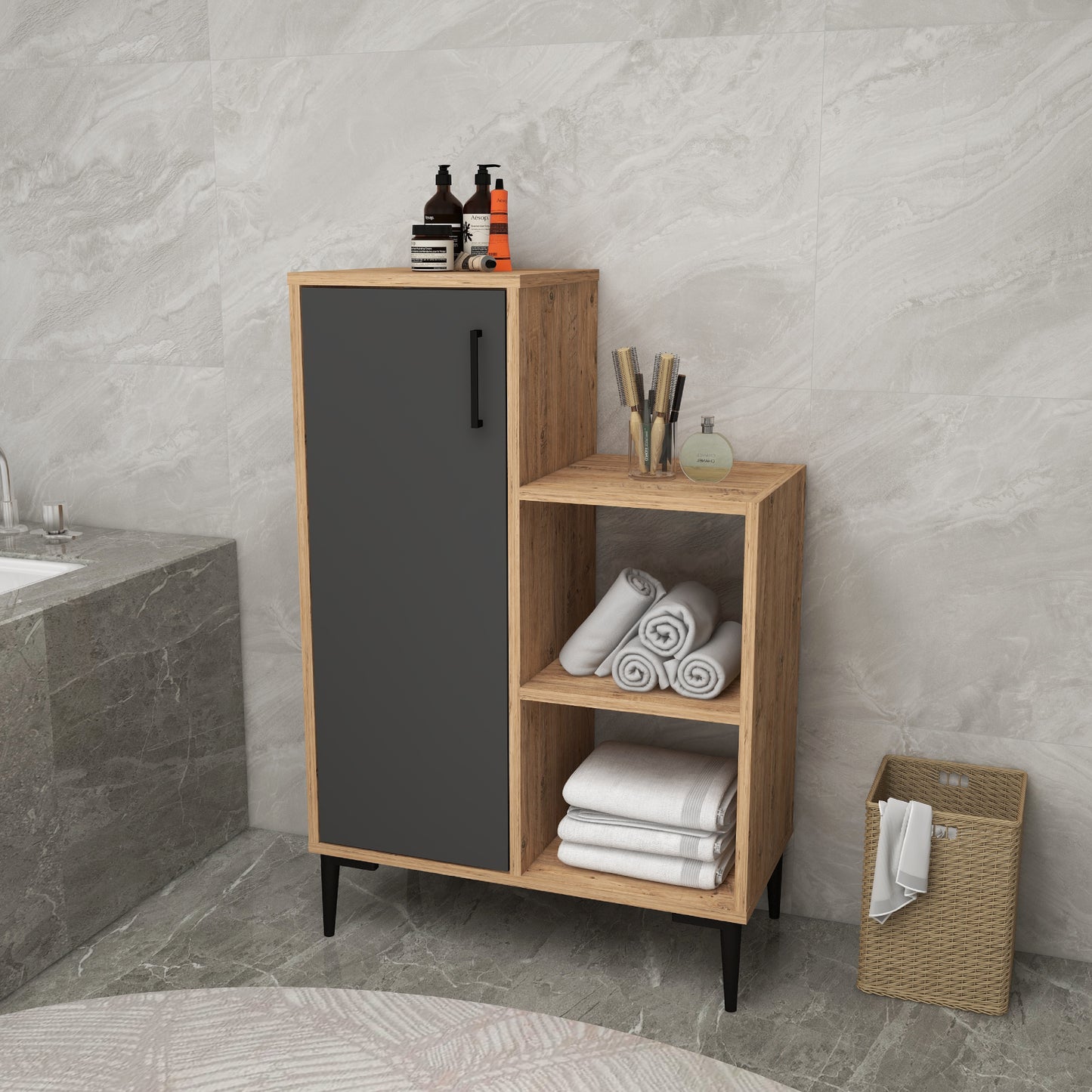 Armoire de salle de bain avec étagères Beate