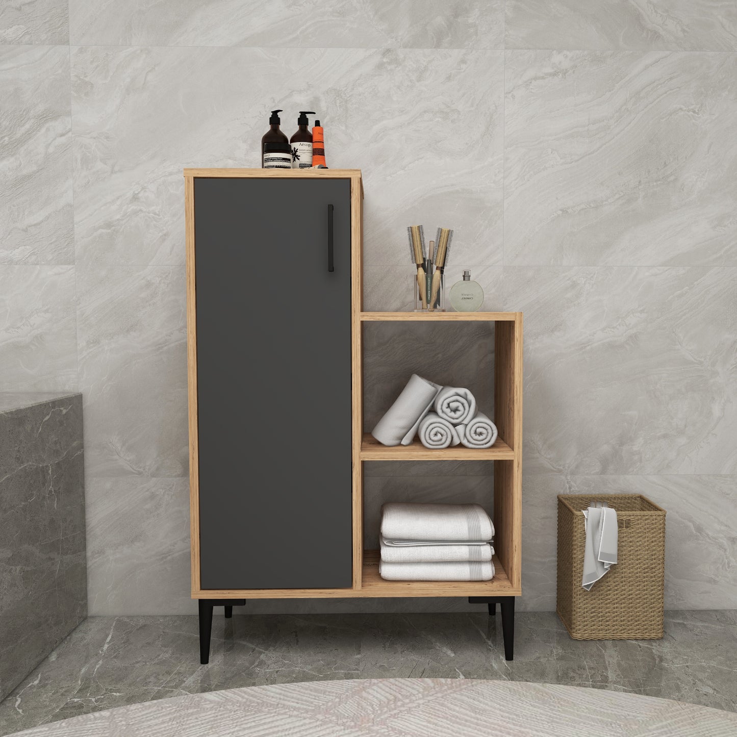 Armoire de salle de bain avec étagères Beate