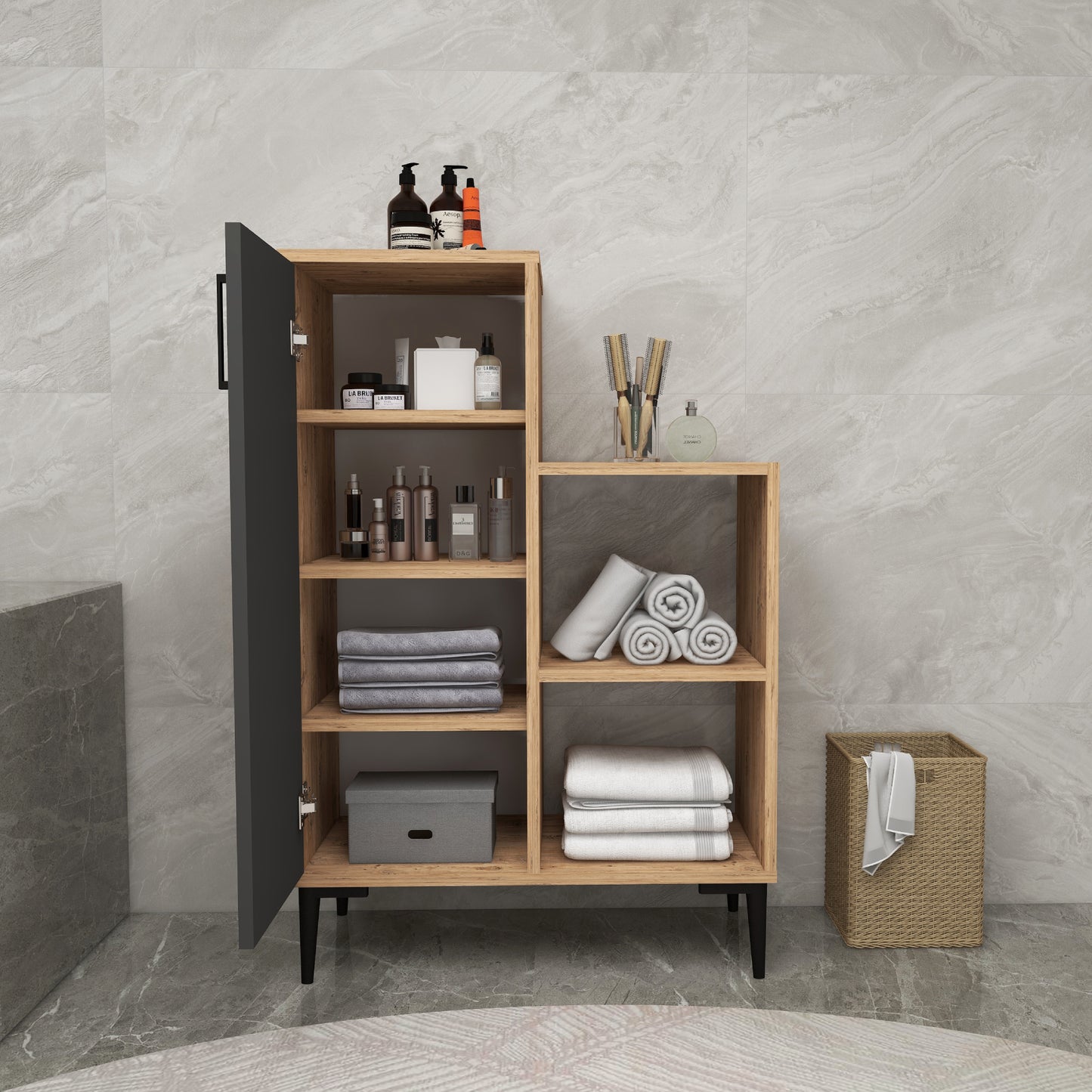 Armoire de salle de bain avec étagères Beate